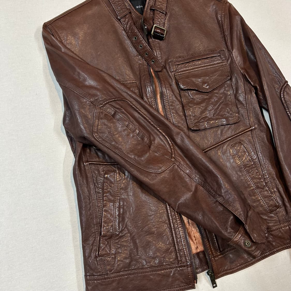 M) BON 멀티 포켓 램스킨 레더 양가죽 자켓 상품이미지4