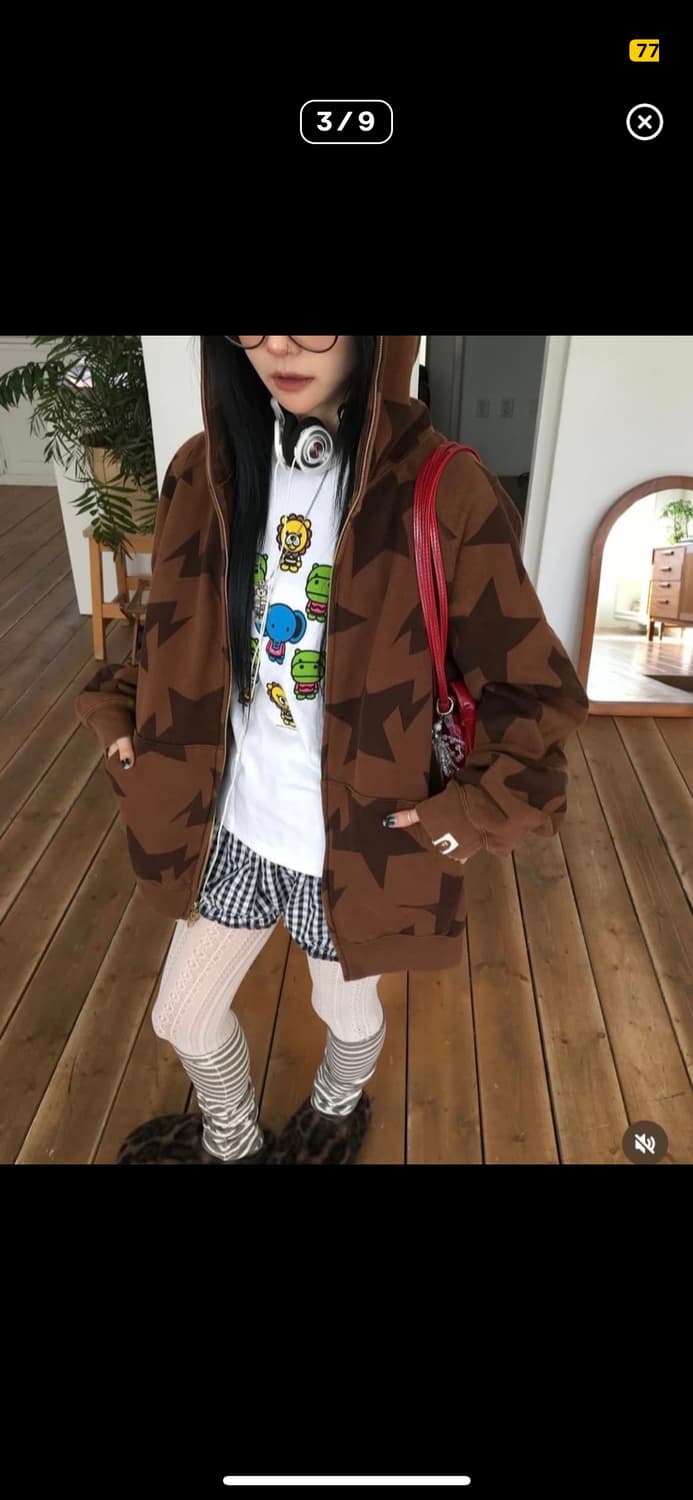 베이프 og 초코브라운 스타 후드집업 상품이미지2