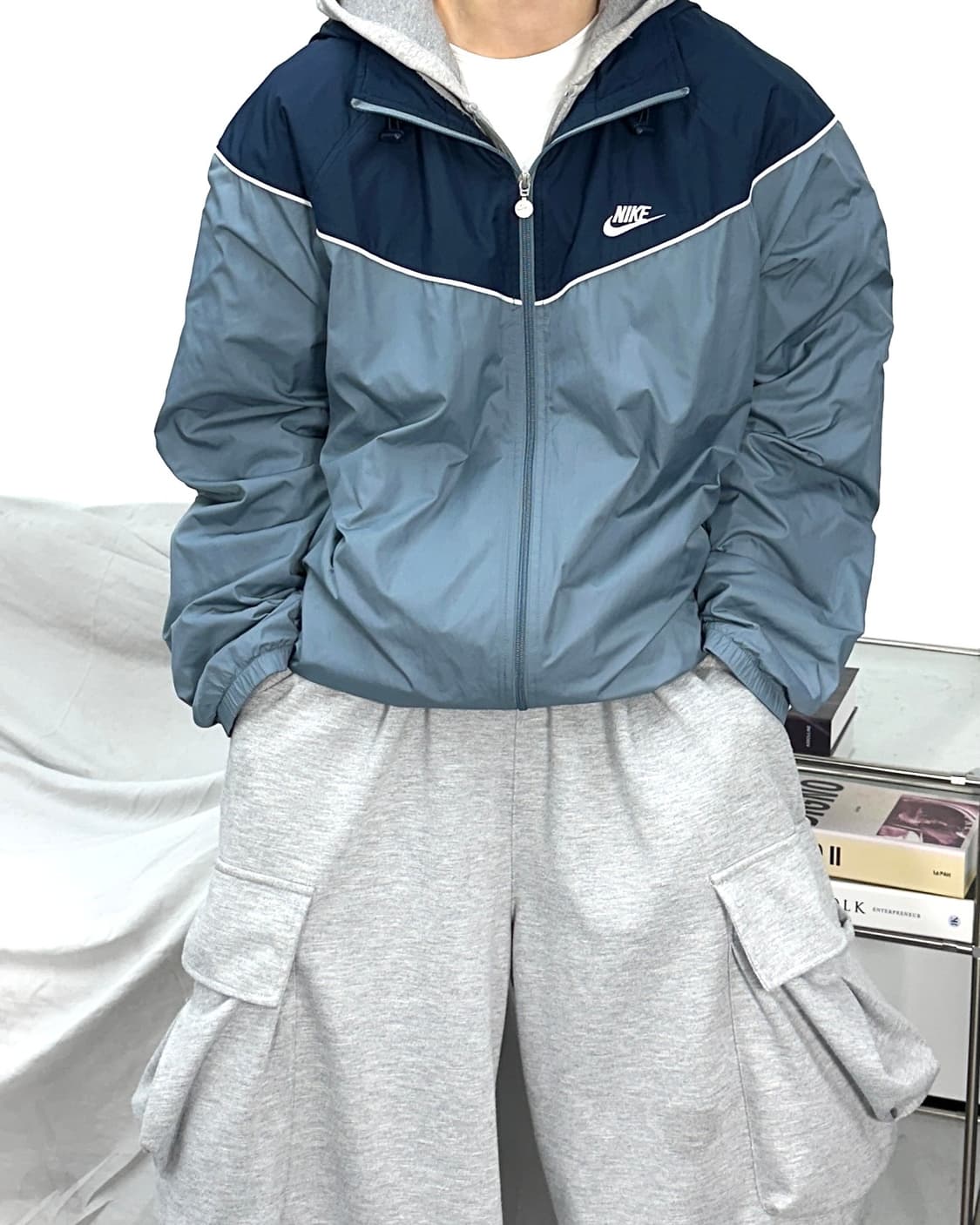 나이키 스카이블루 배색 바람막이 2XL 상품이미지1