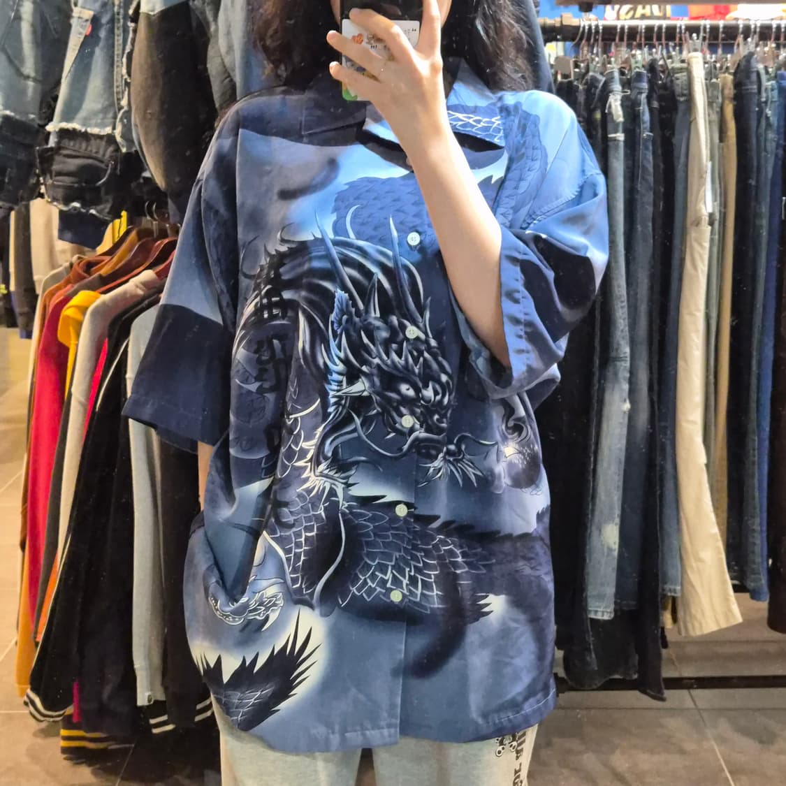 [NO.9] 오리엔탈 드래곤 그래픽 반팔 셔츠 상품이미지1