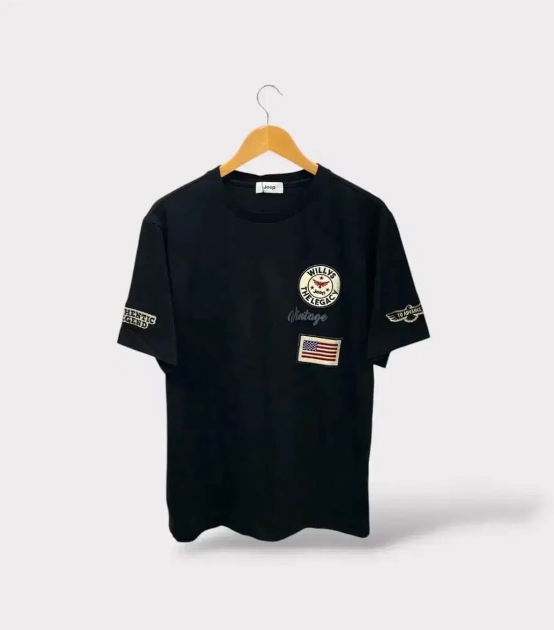 [새상품]지프JEEP 성조기와펜 반팔티 블랙 XL 상품이미지1