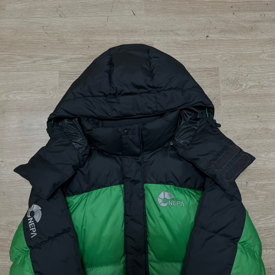 네파 덕다운 투톤 배색 유틸리티 후드 패딩 점퍼 [그린] S/90 상품이미지2