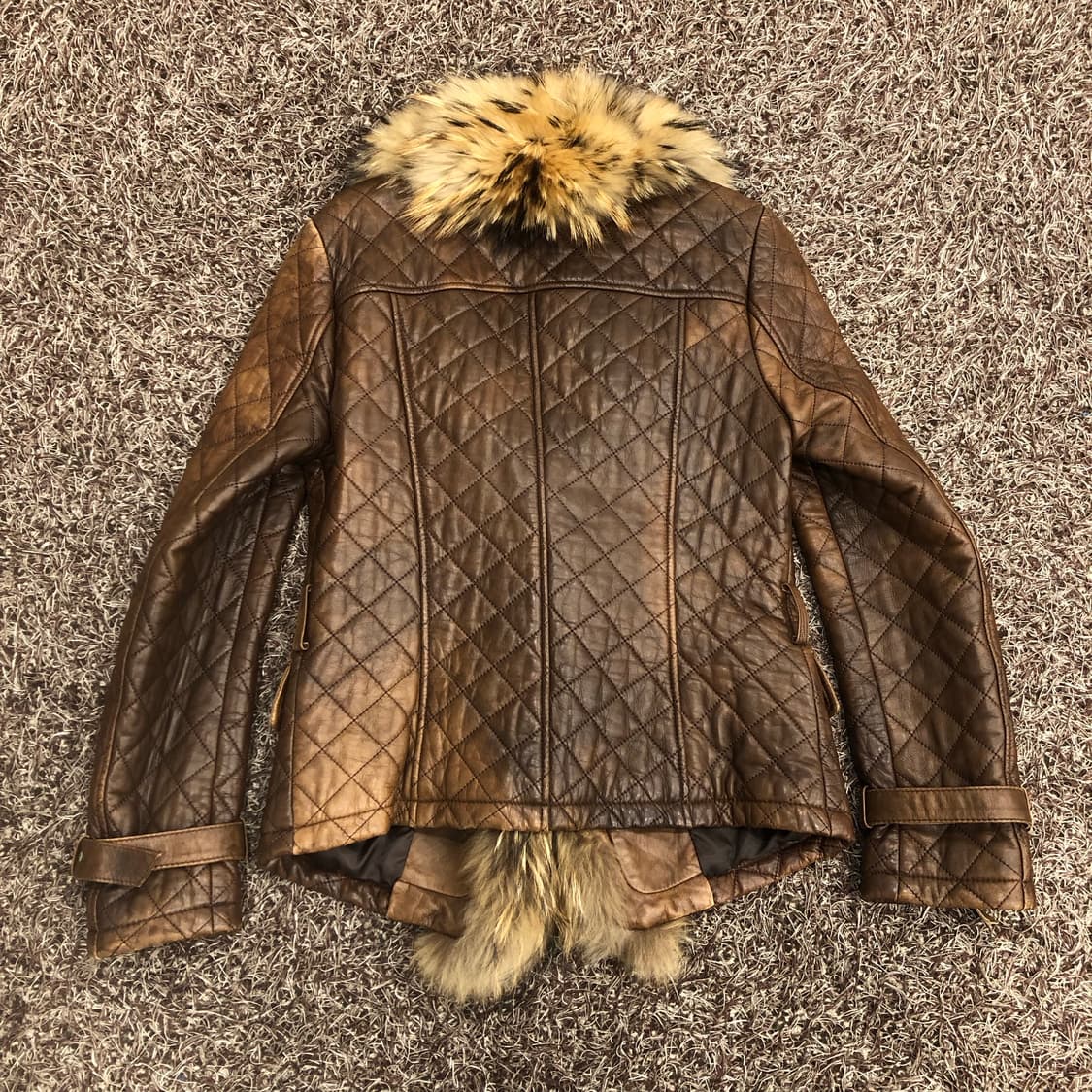 빈티지 양가죽 라쿤 퍼 레더 가죽 자켓 상품이미지4