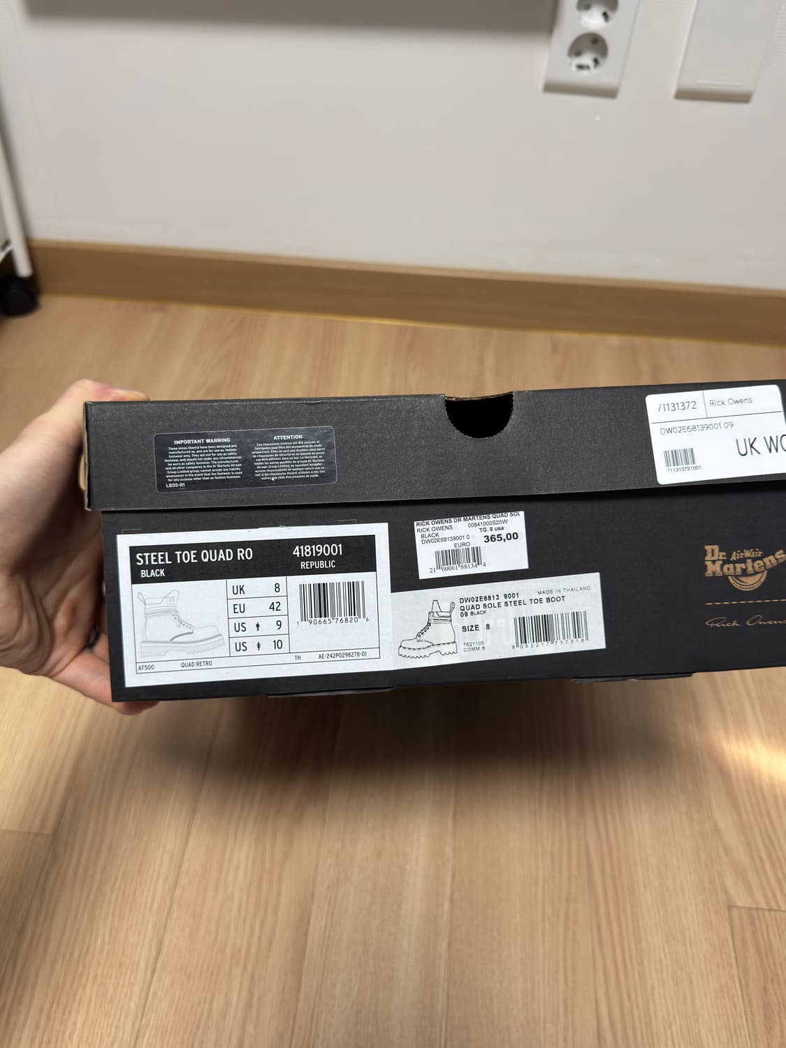 릭오웬스 닥터마틴 쿼드솔 스틸토 부츠 uk8 상품이미지5