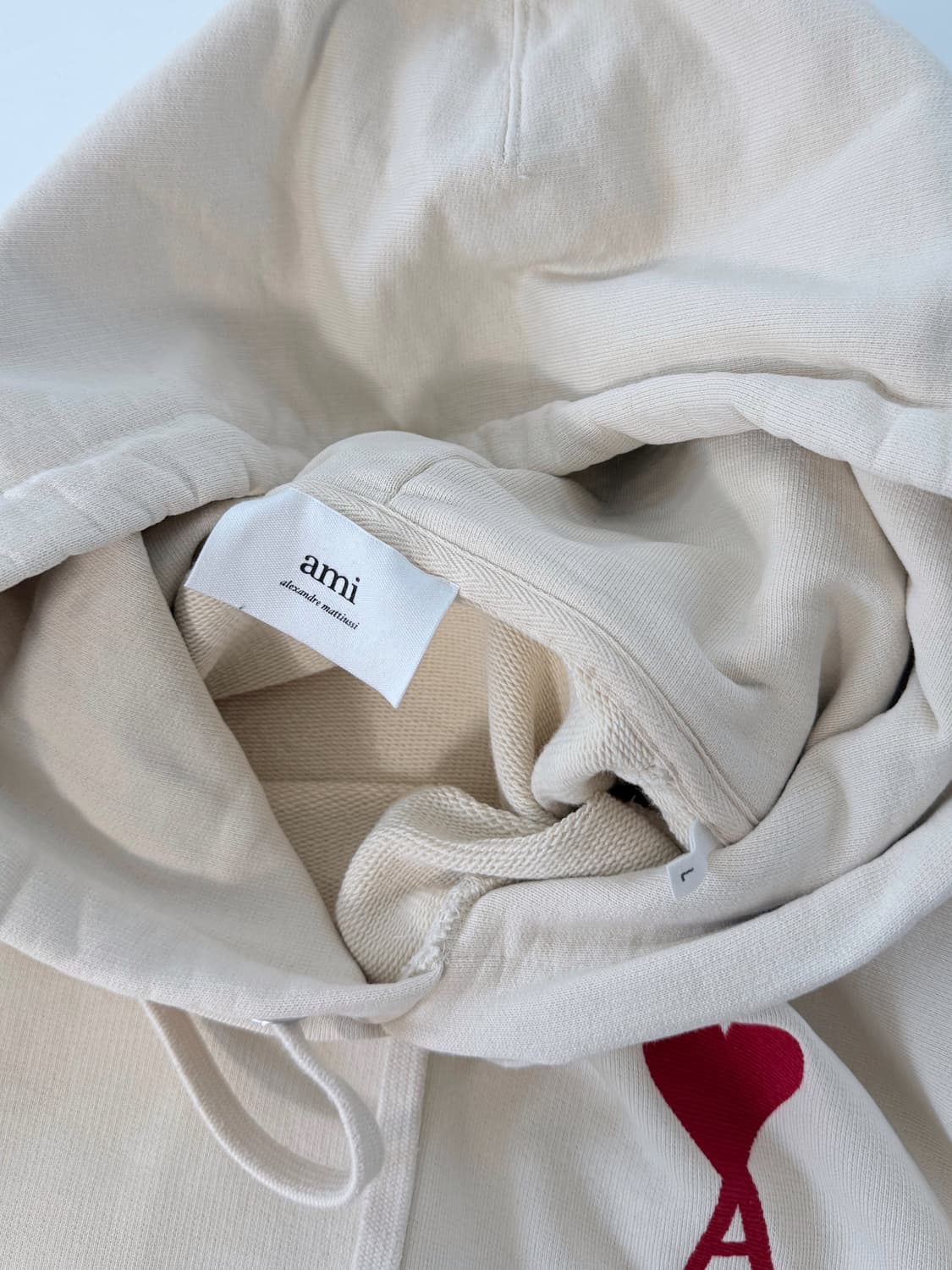 아미 오버핏 해비웨이트 아이보리 빅하트로고 스웻 후드 상품이미지6