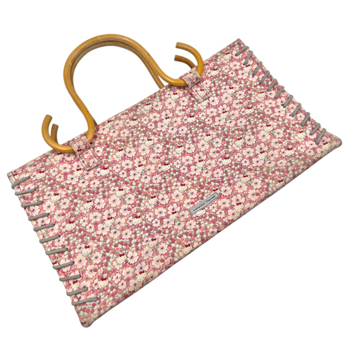 10s 사만사타바사 키티 콜라보 플로랄 뱀부 토트백 상품이미지3