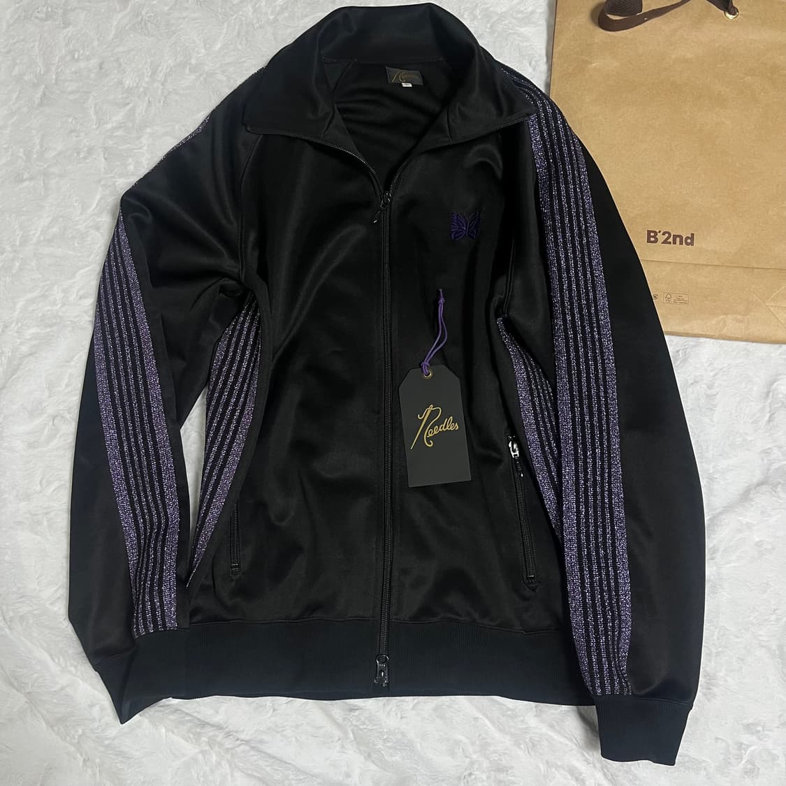 Needles 니들스xB'2nd 한정 별주 라메 트랙 자켓 져지 검정보라 상품이미지1
