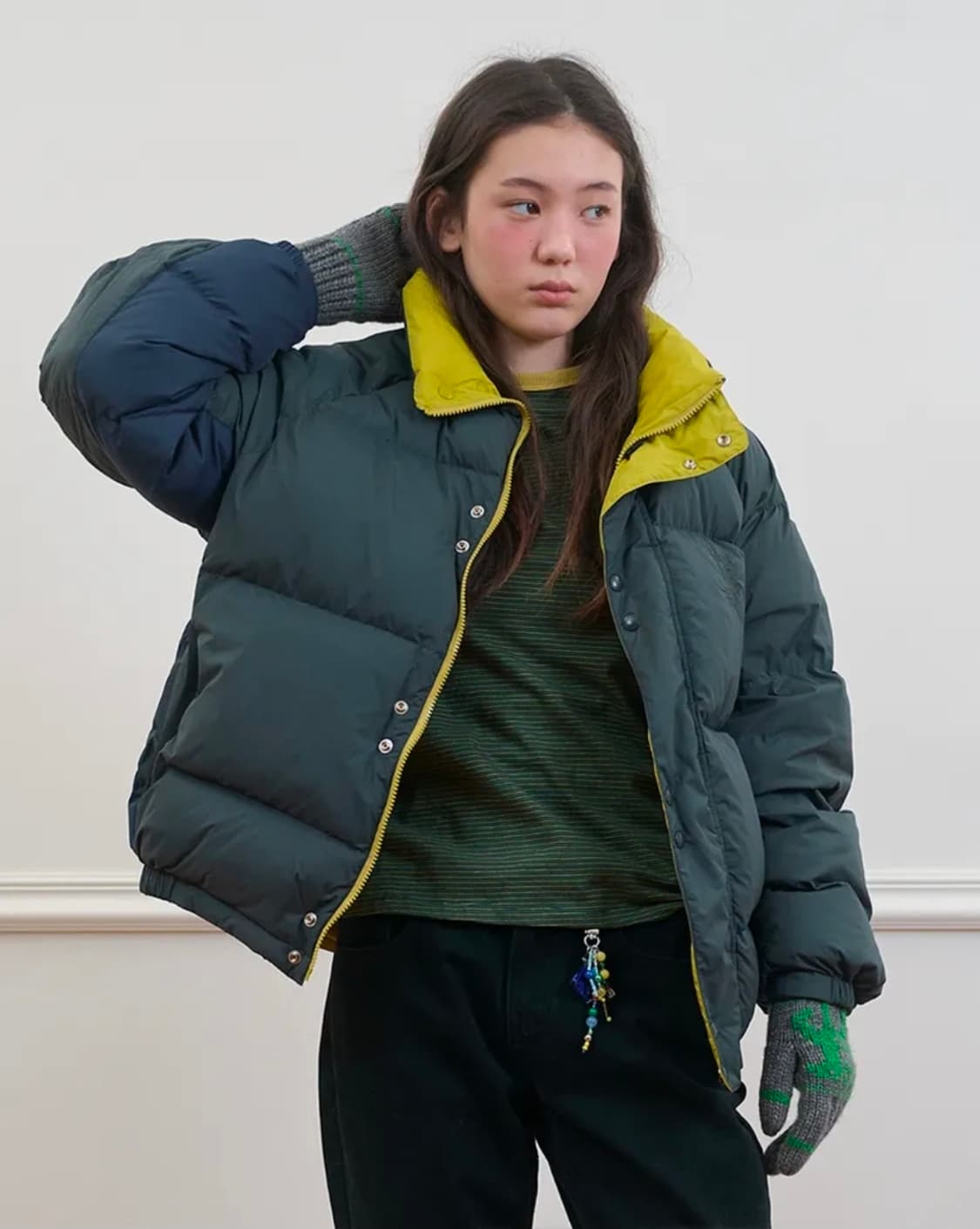 노컨텐츠 리버시블 덕다운 점퍼 (챠콜옐로우) 상품이미지2