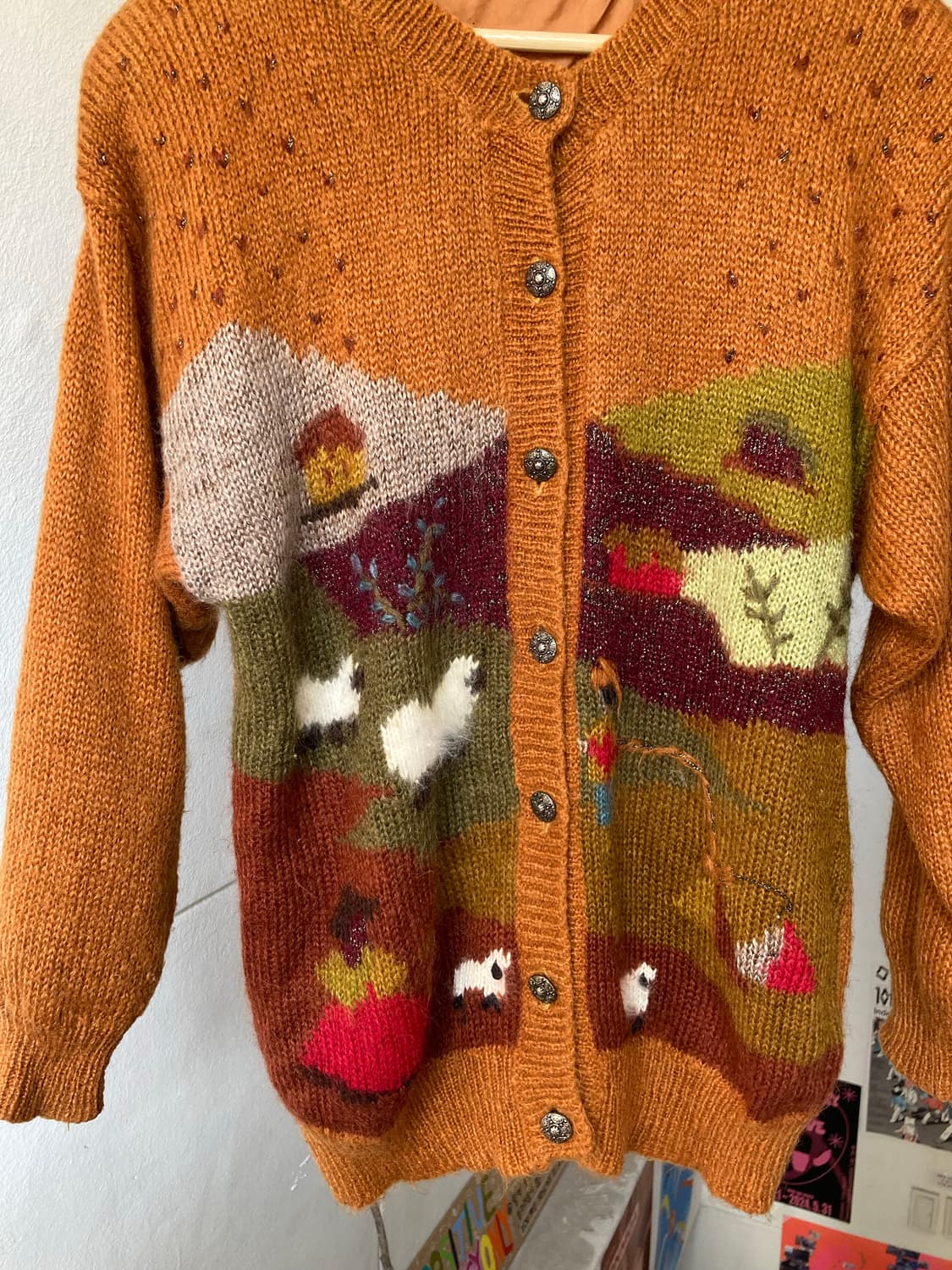 빈티지 브라운 패턴 오버핏 가디건 상품이미지2