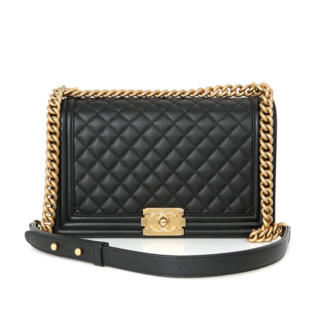 샤넬 보이 샤넬 라지 플랩 체인백 보이백 블랙 골드 A92193 상품이미지6
