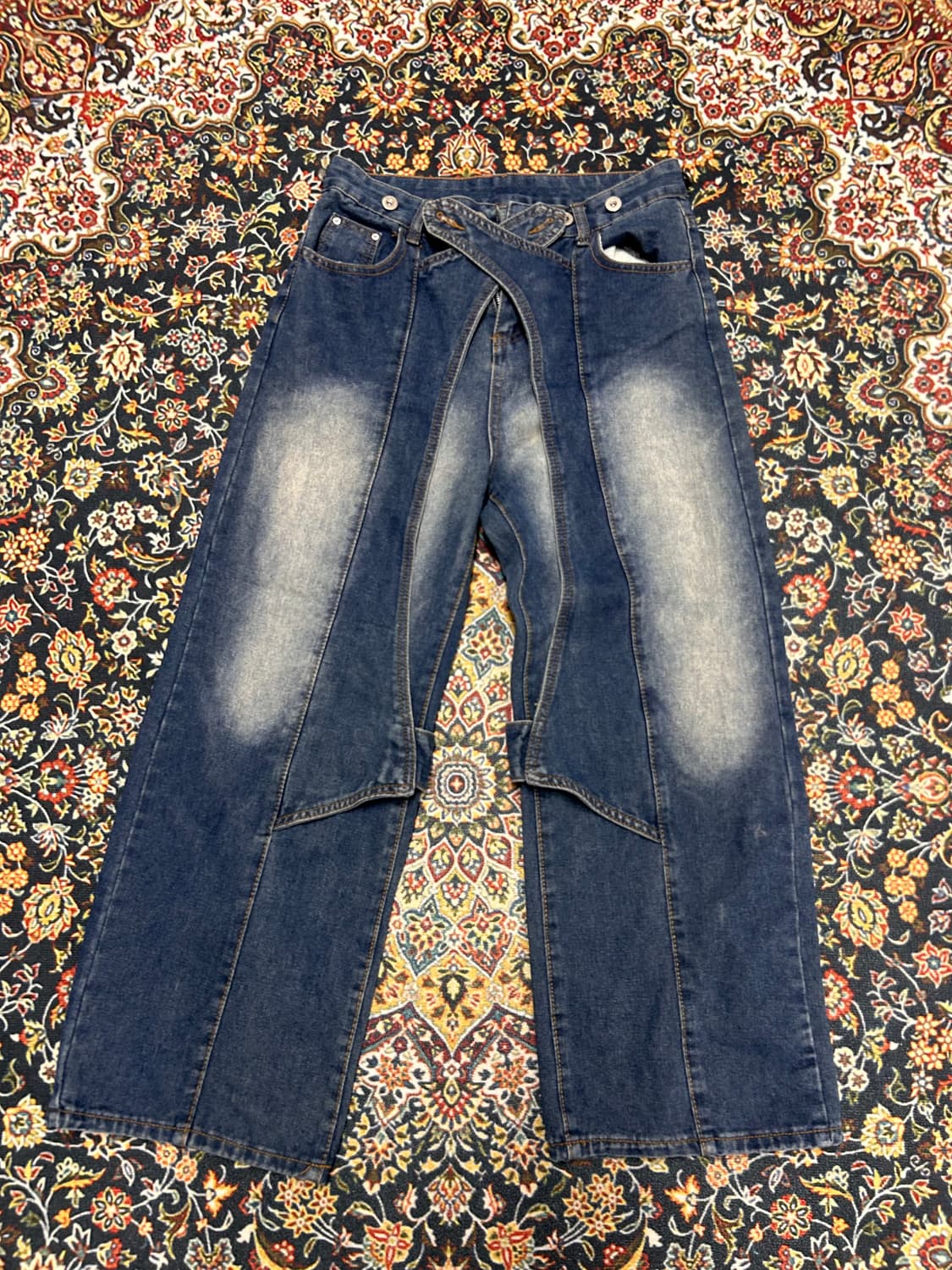 유니크 스타일 워싱 데님 팬츠 상품이미지1