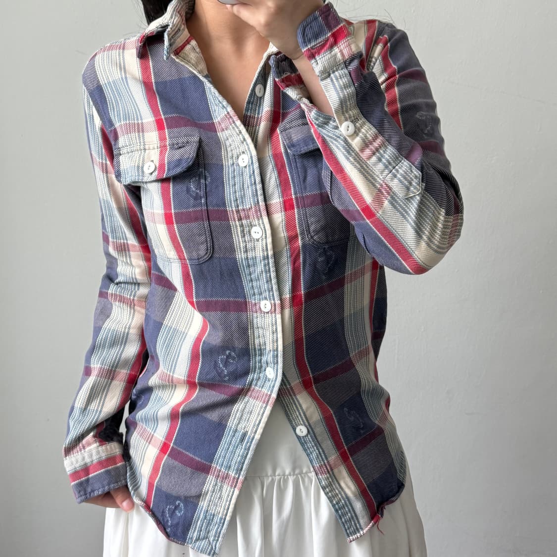 [XS] 폴로 앵커 패턴 체크 셔츠 상품이미지1