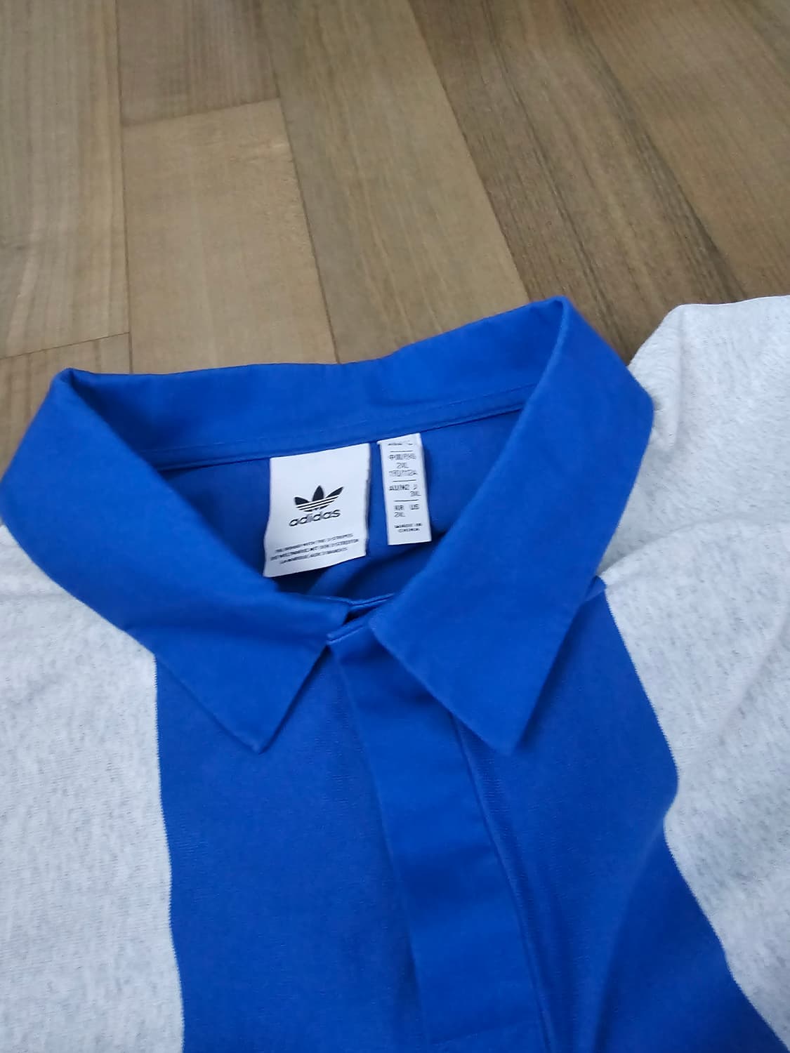 정품/2xl) 아디다스 블루 그레이 럭비티 카라티 스트라이프 상품이미지4