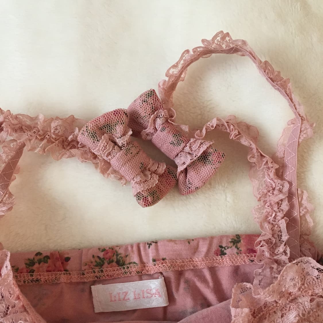 리즈리사 리본 플라워 캐미솔 슬리브리스 빈티지 히메갸루 라떼갸루 핀터 상품이미지2