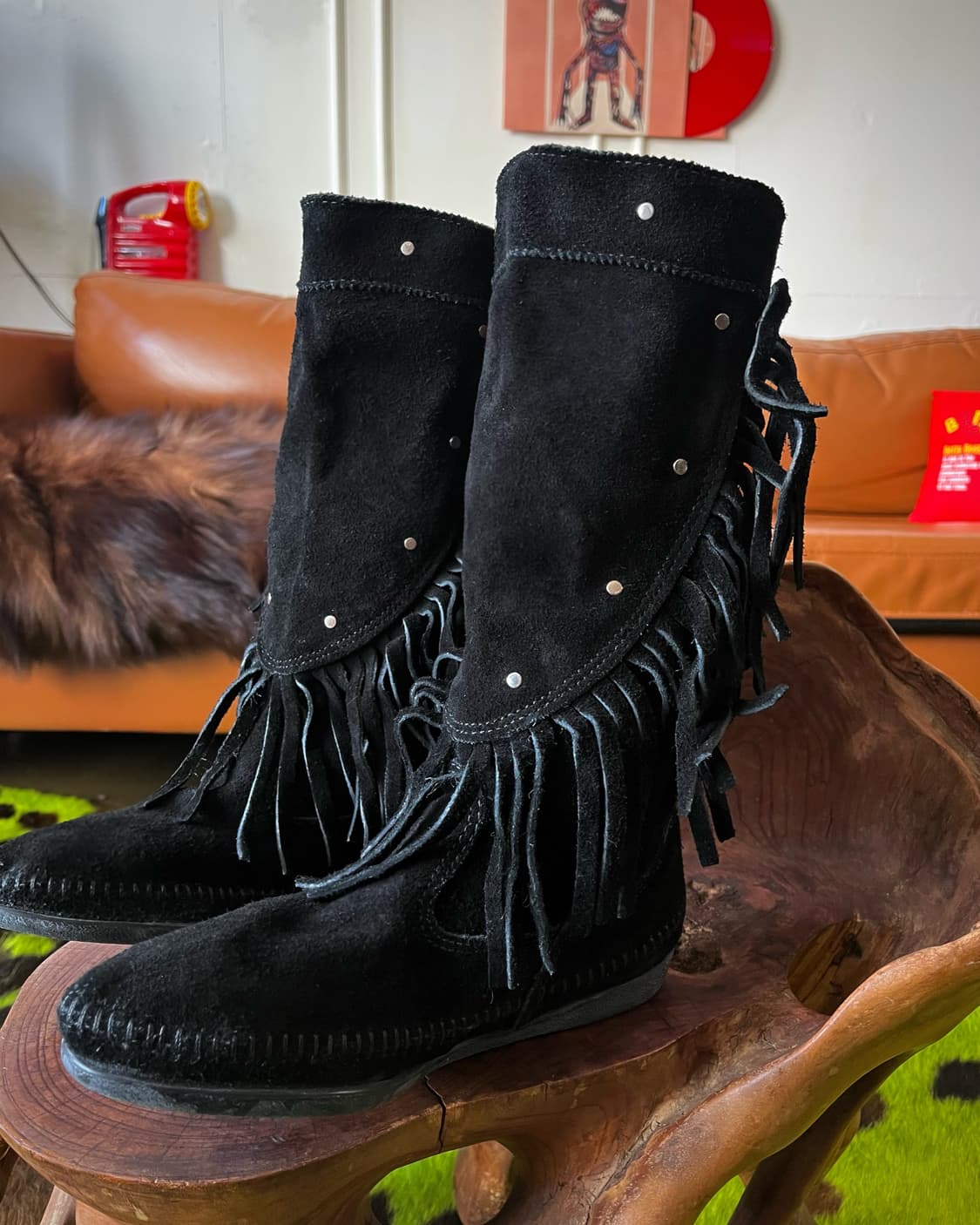 (US 6.5)Old MinneTonka Fringe Stud Boots 상품이미지5