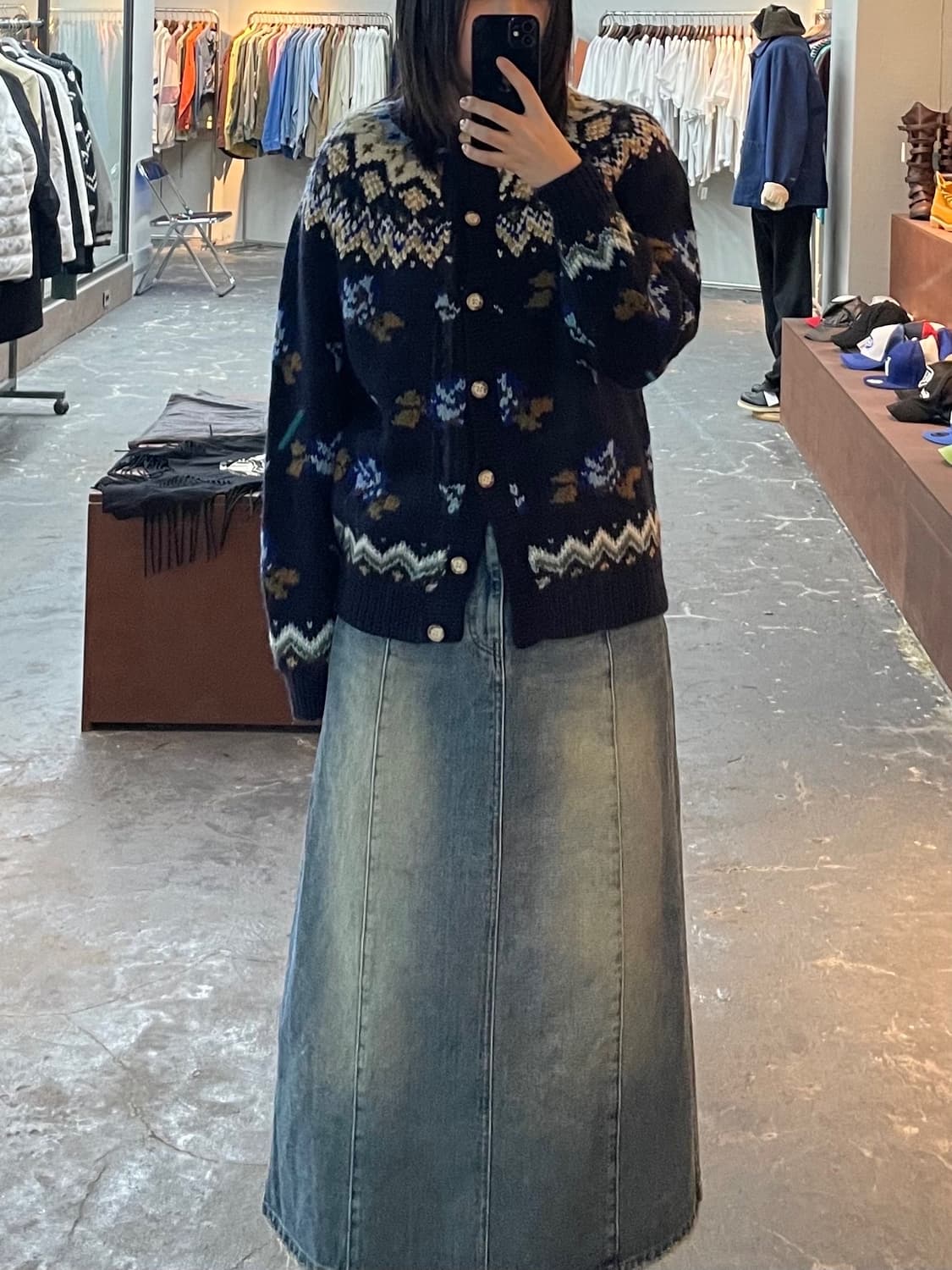 빈티지 노르딕패턴 니트 가디건 H1177 상품이미지1