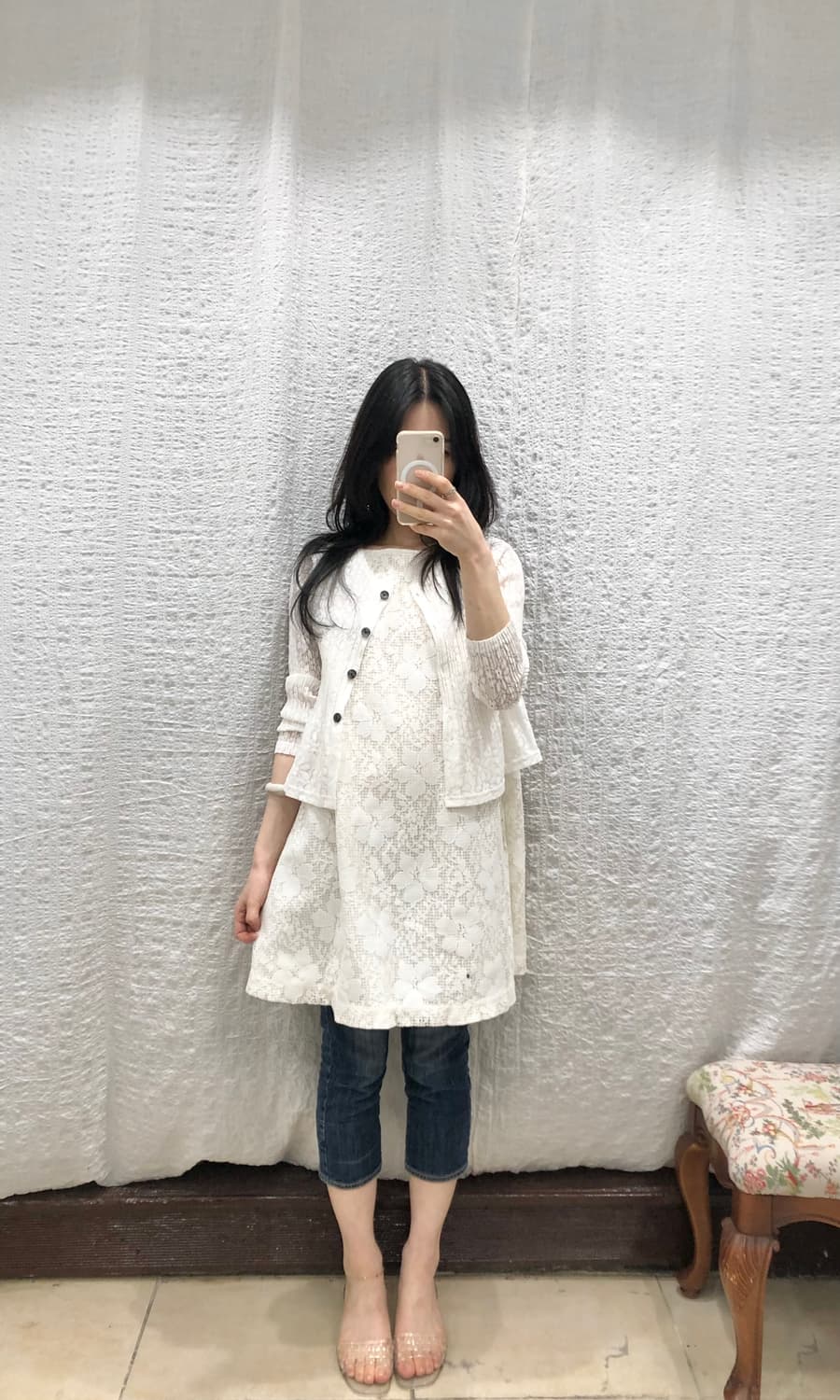 Flare sheer pleats cardigan 상품이미지3
