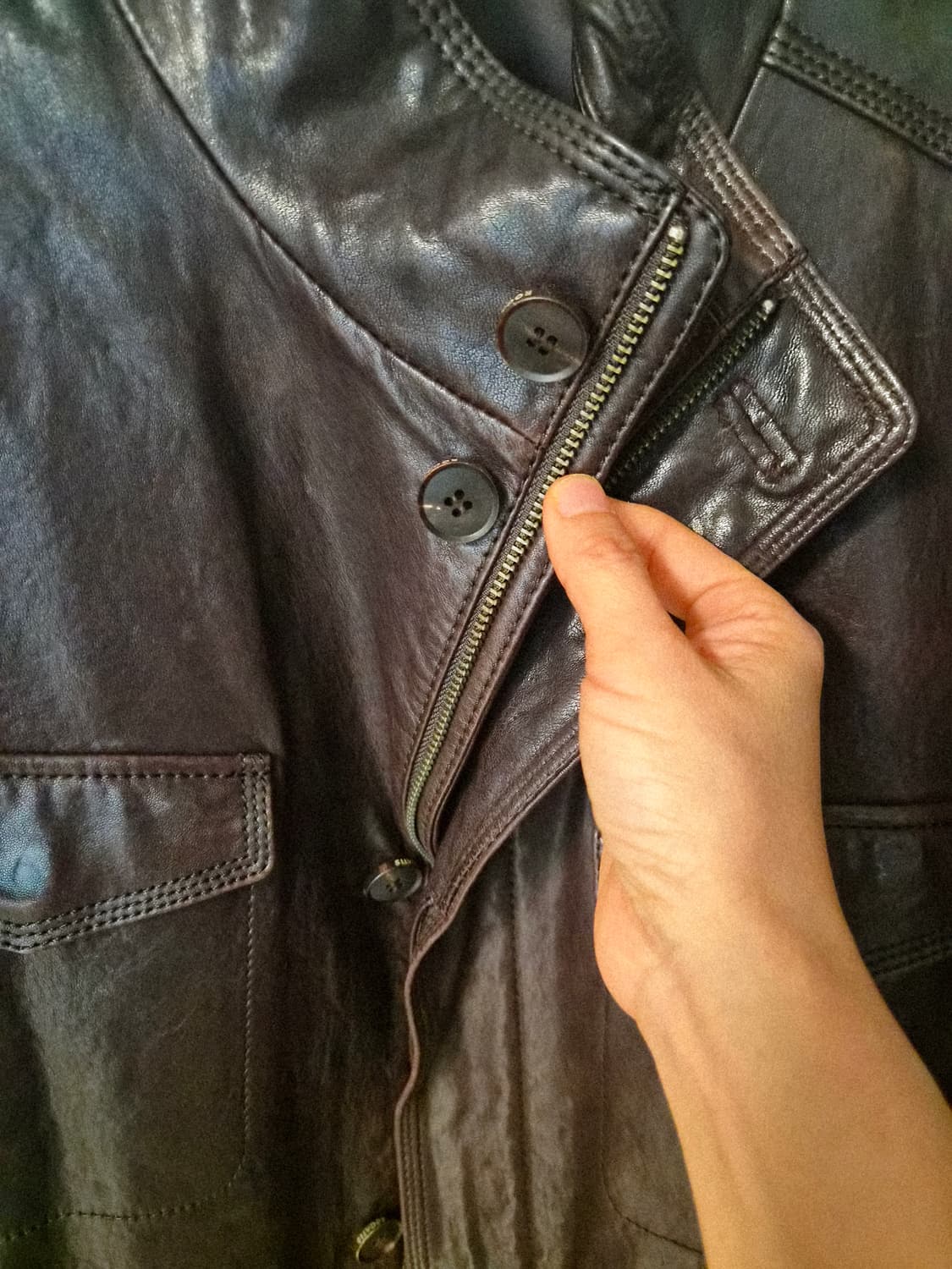 천연 양가죽 남성 사파리 재킷 (다크브라운/상태 최상) 상품이미지2