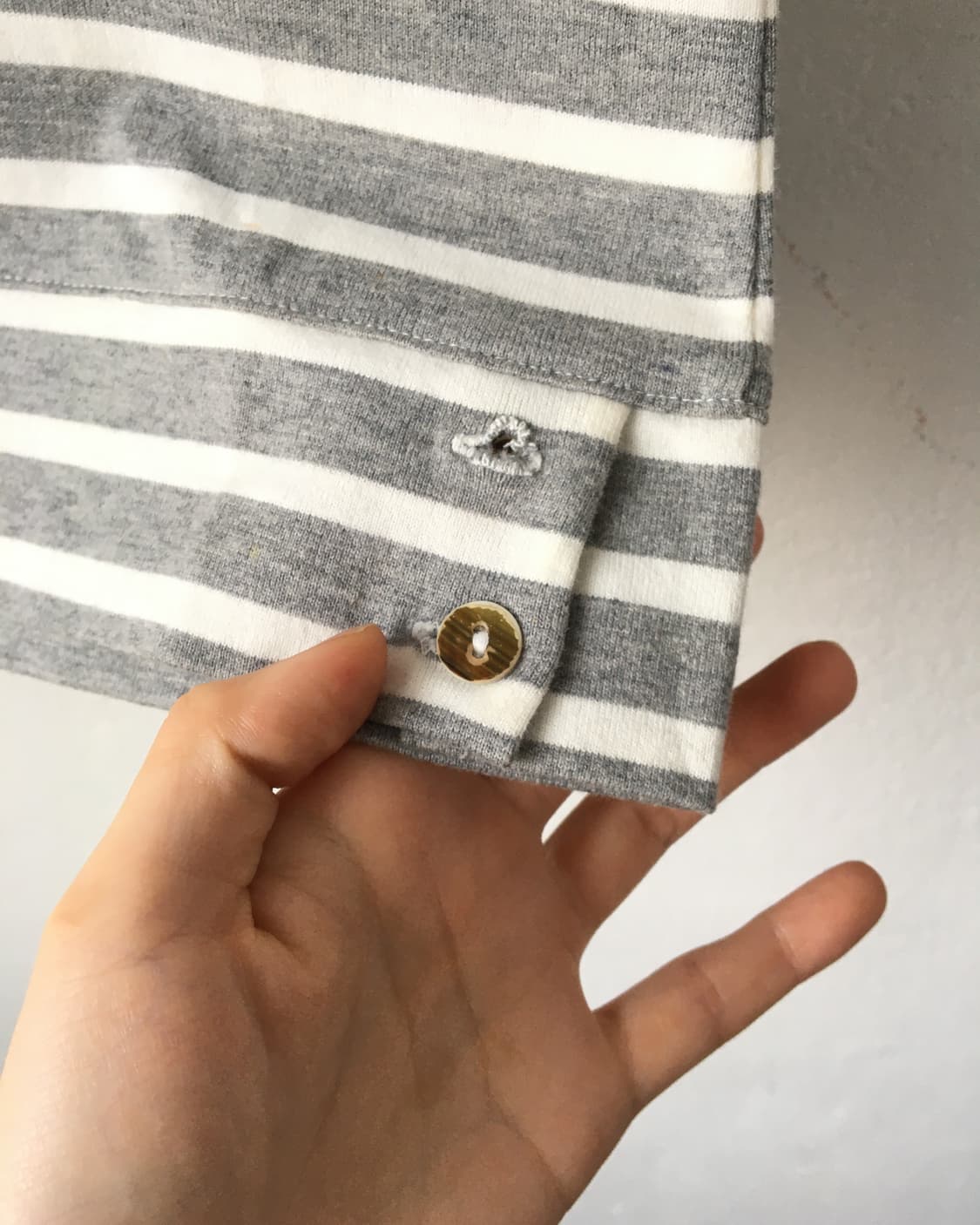 Crochet trimming stirpe pattern t shirt 상품이미지4