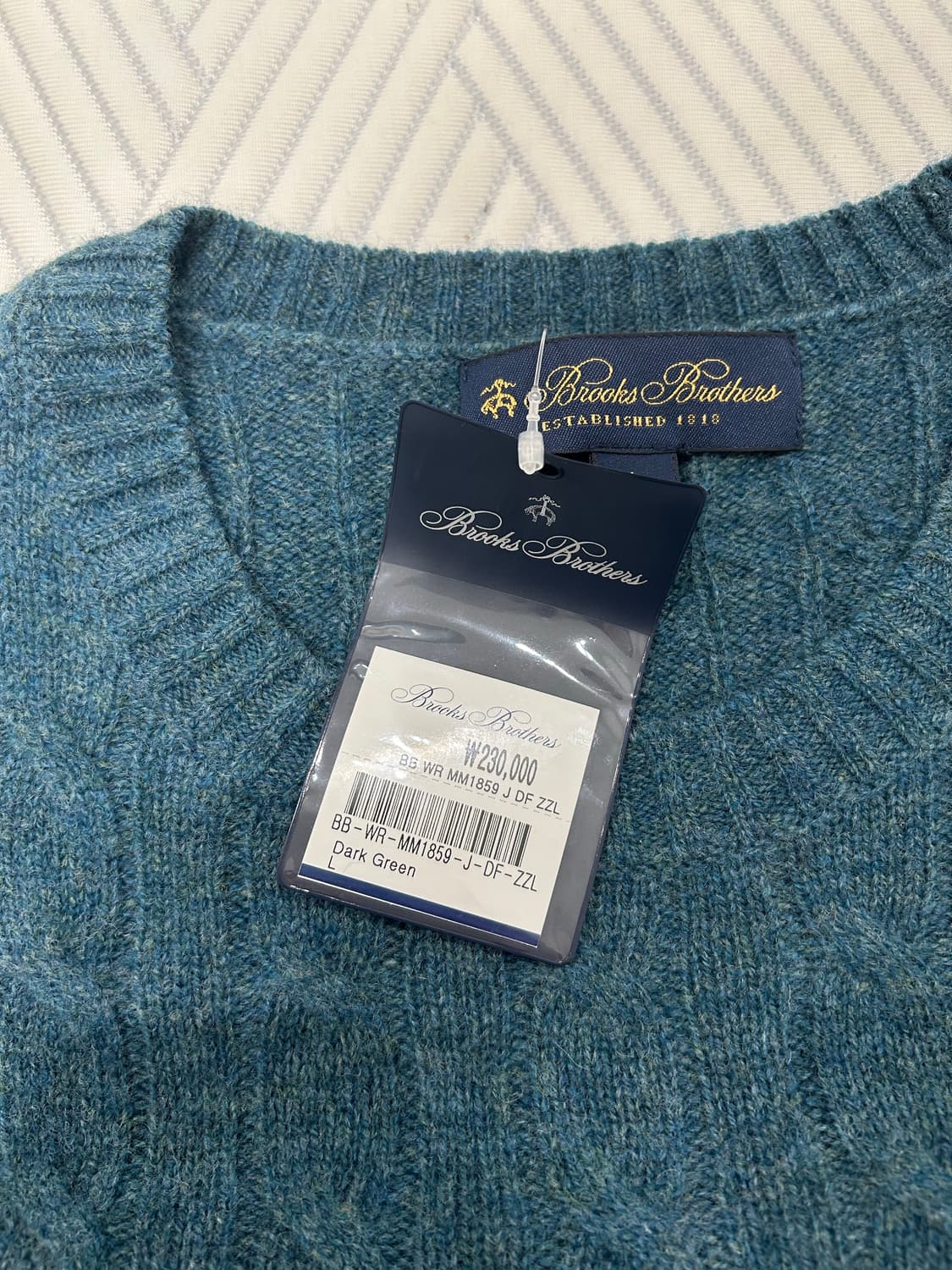 브룩스 브라더스 램스울 케이블 니트 L - 다크그린 상품이미지5