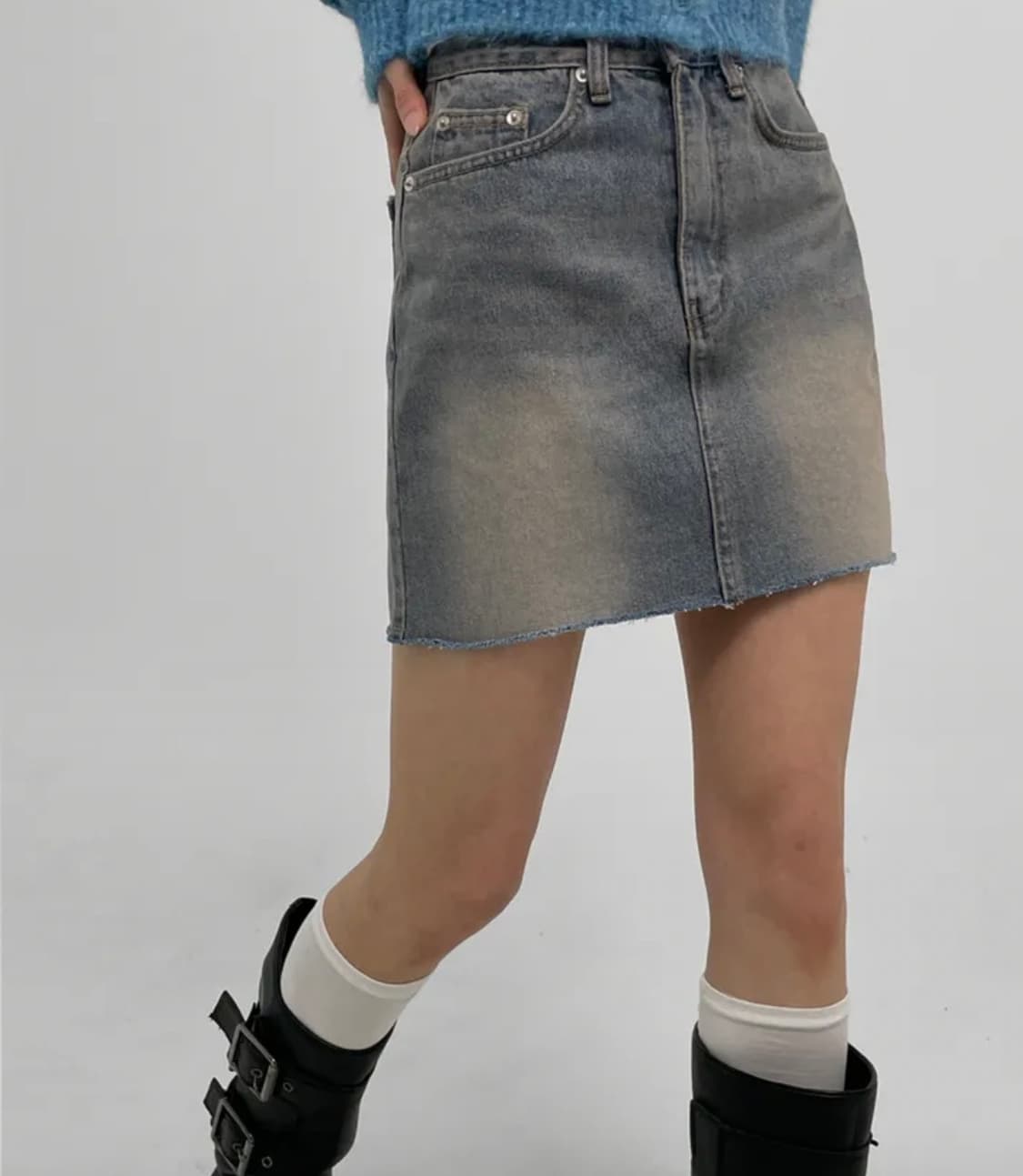 블랙업 오벳 워싱 데님 미니스커트 S 상품이미지2