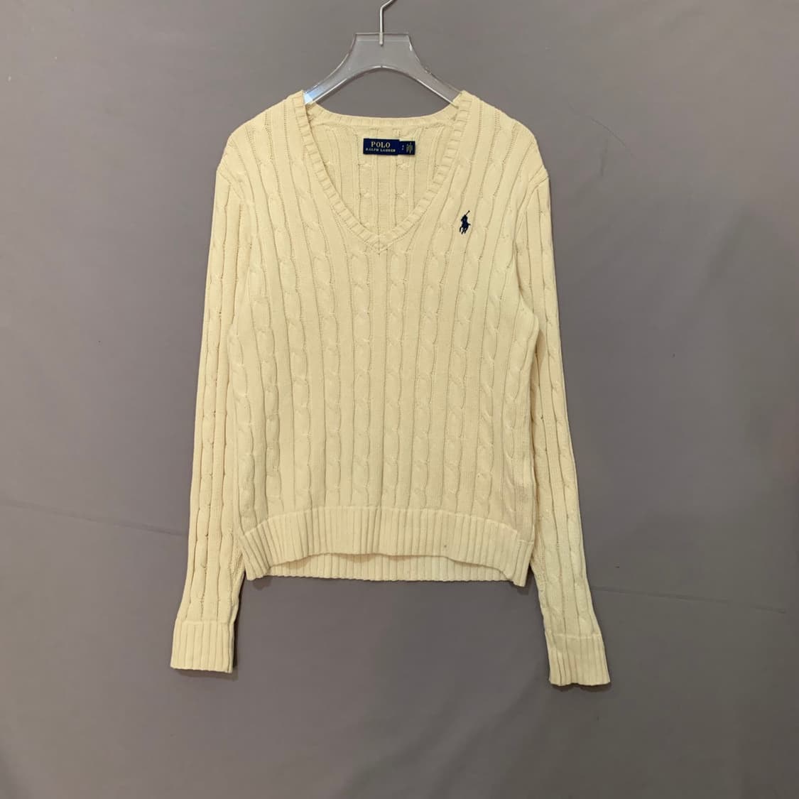 S 폴로랄프로렌 여성 꽈배기 케이블 V넥 니트 상품이미지1