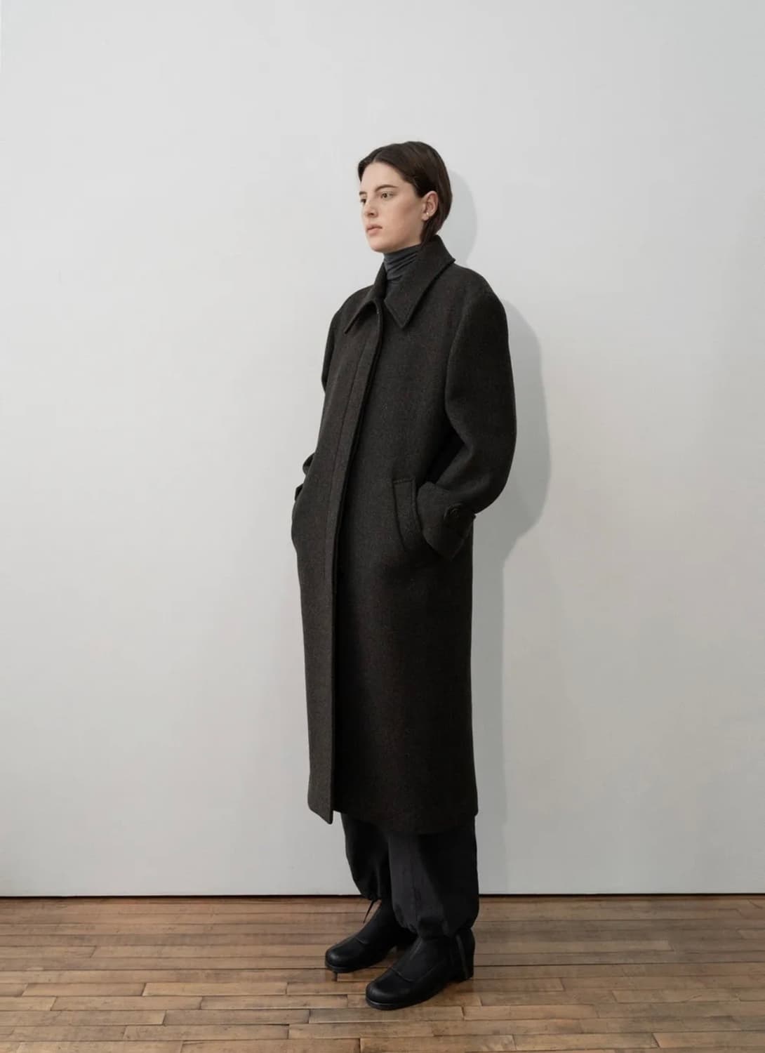 아모멘토 와이드 카라 코트 브라운 상품이미지3