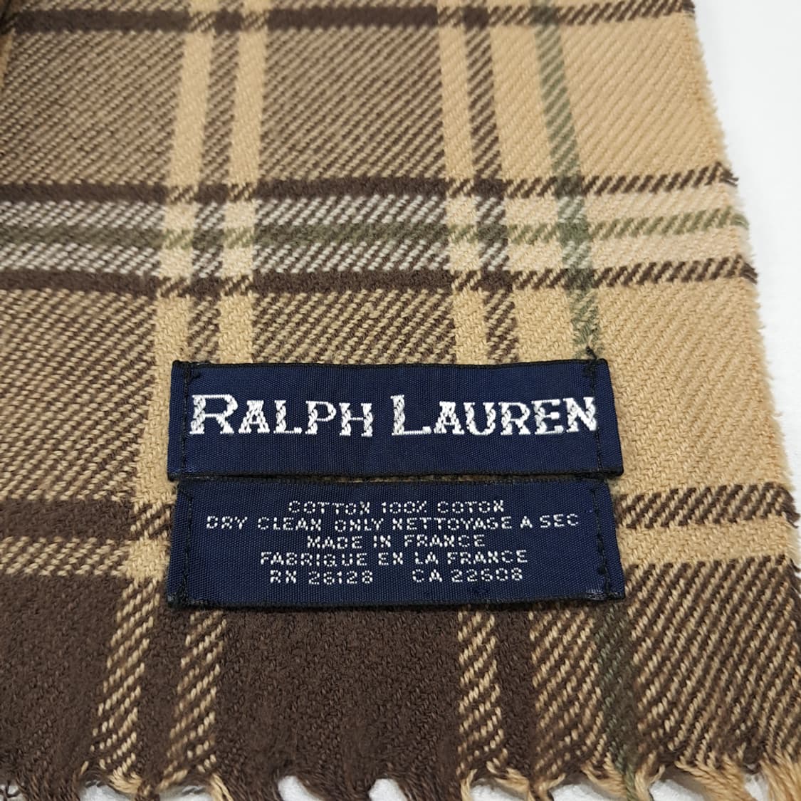 MX622 폴로 80s 프랑스판 코튼 타탄체크 브라운 머플러 목도리 상품이미지5