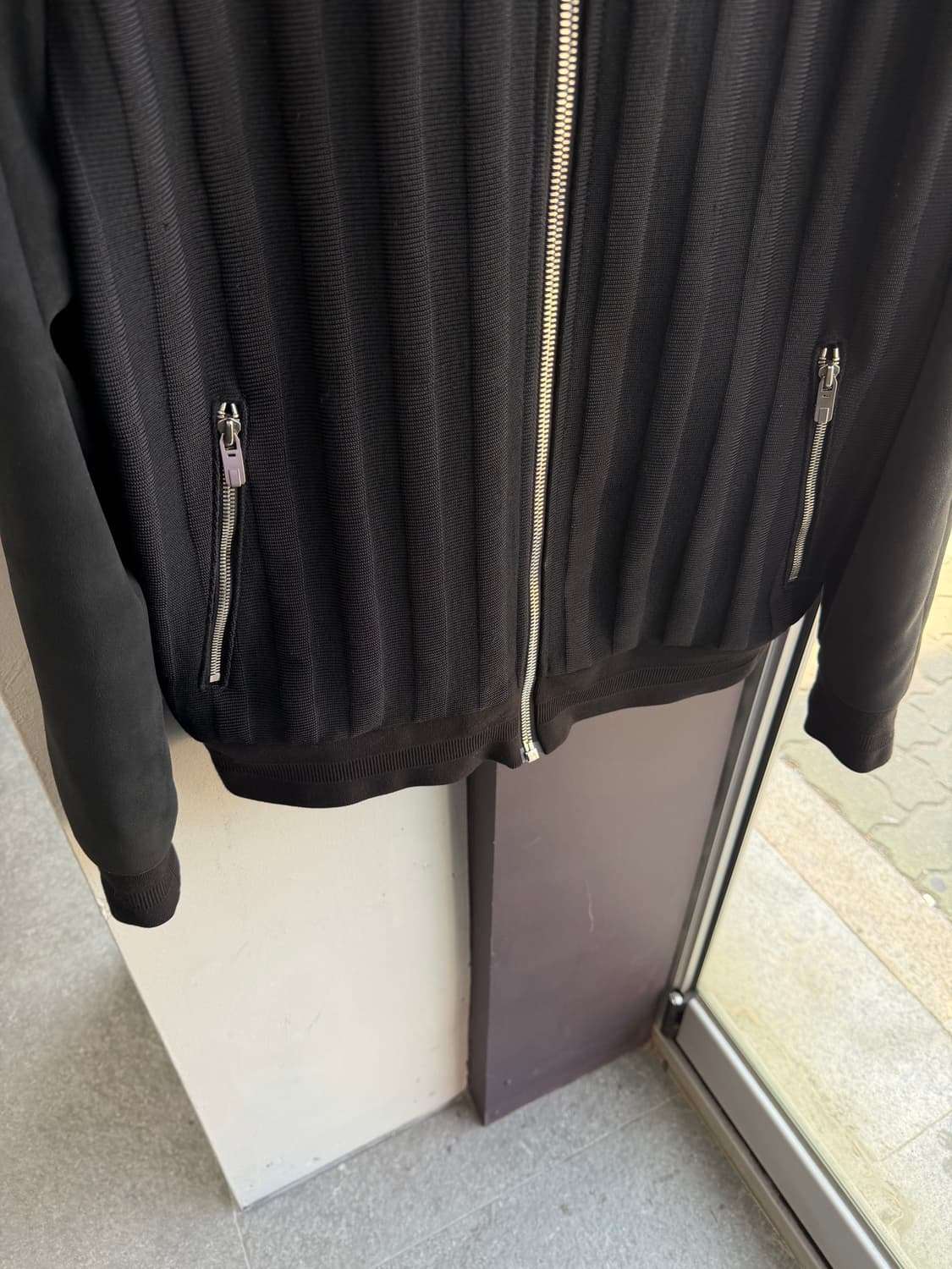 100/ 시스템옴므 스웨이드 블렌딩 골지 니트 집업 상품이미지4