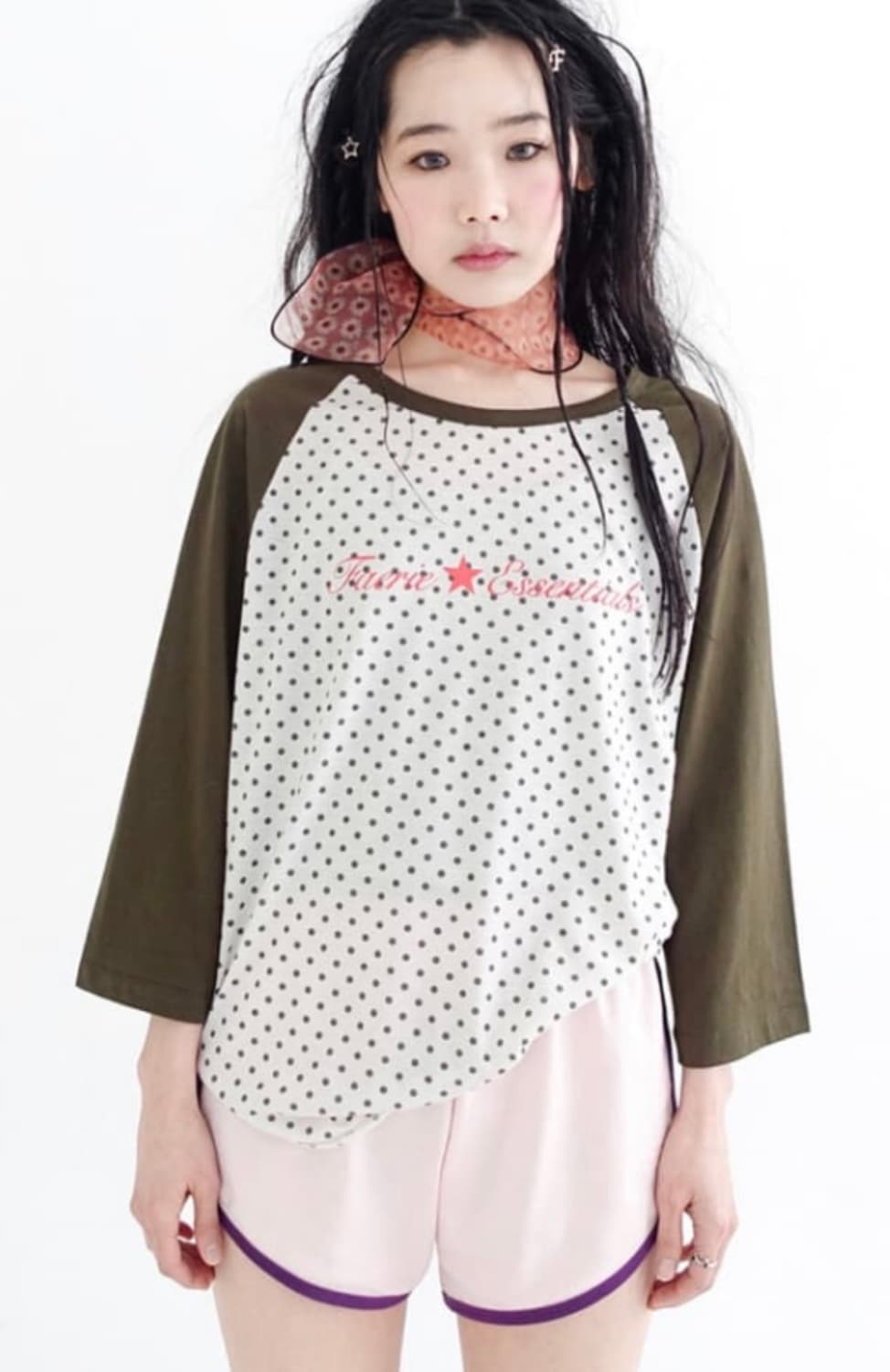 dot raglan sleeve top (khaki) 상품이미지2