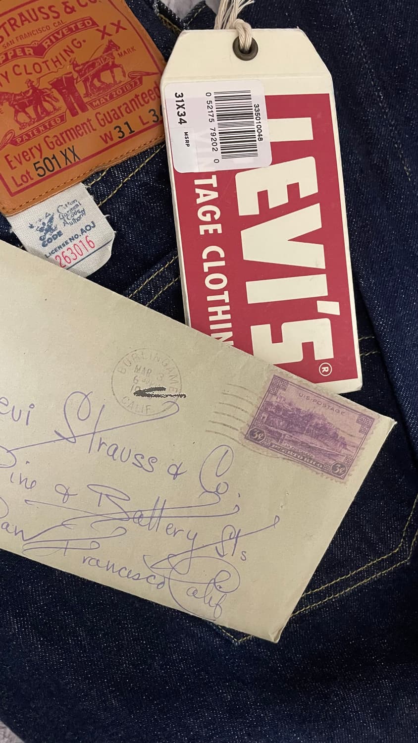 LVC 33501, 31x34 리지드 리바이스 빈티지 클로딩 상품이미지3