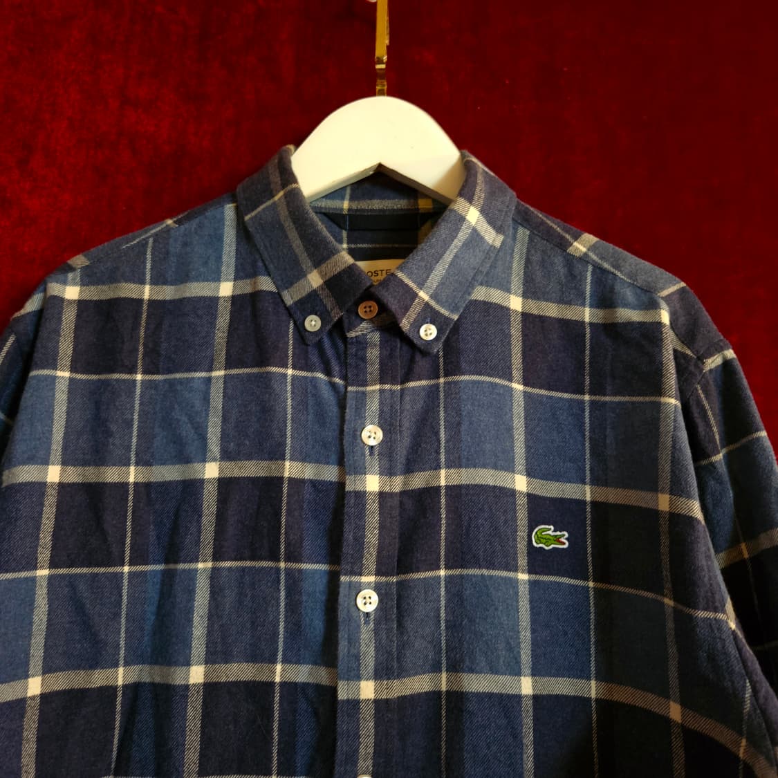 라코스테(Lacoste) 베이직 버튼다운 블루 체크 셔츠 95-100 상품이미지3