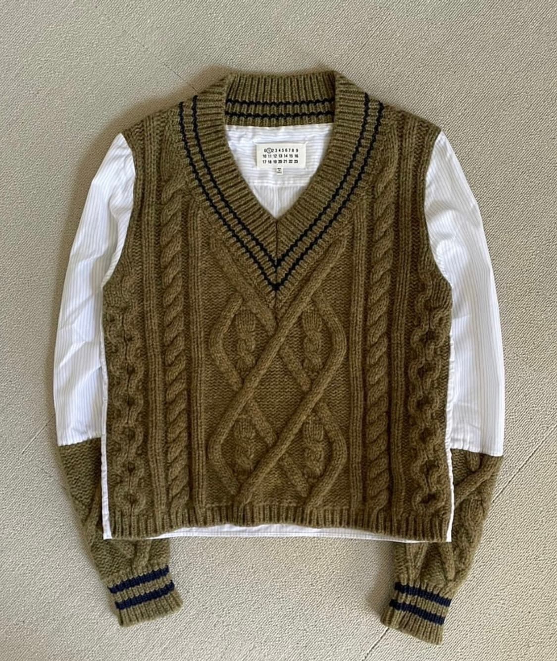 메종 마르지엘라 브이넥 셔츠 니트 여성용 상품이미지2