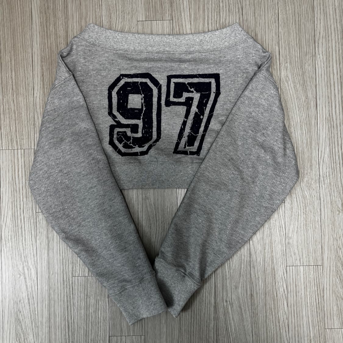 스컬프터 오프숄더 크롭 스웻셔츠 멜란지 그레이 XS 상품이미지7