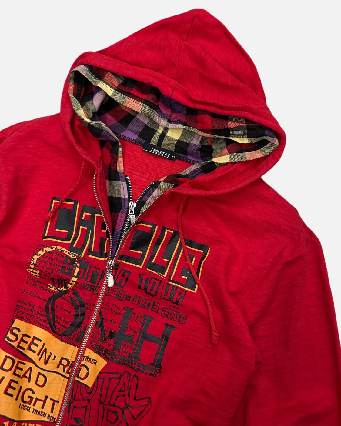 check layered red hood zip-up 상품이미지2