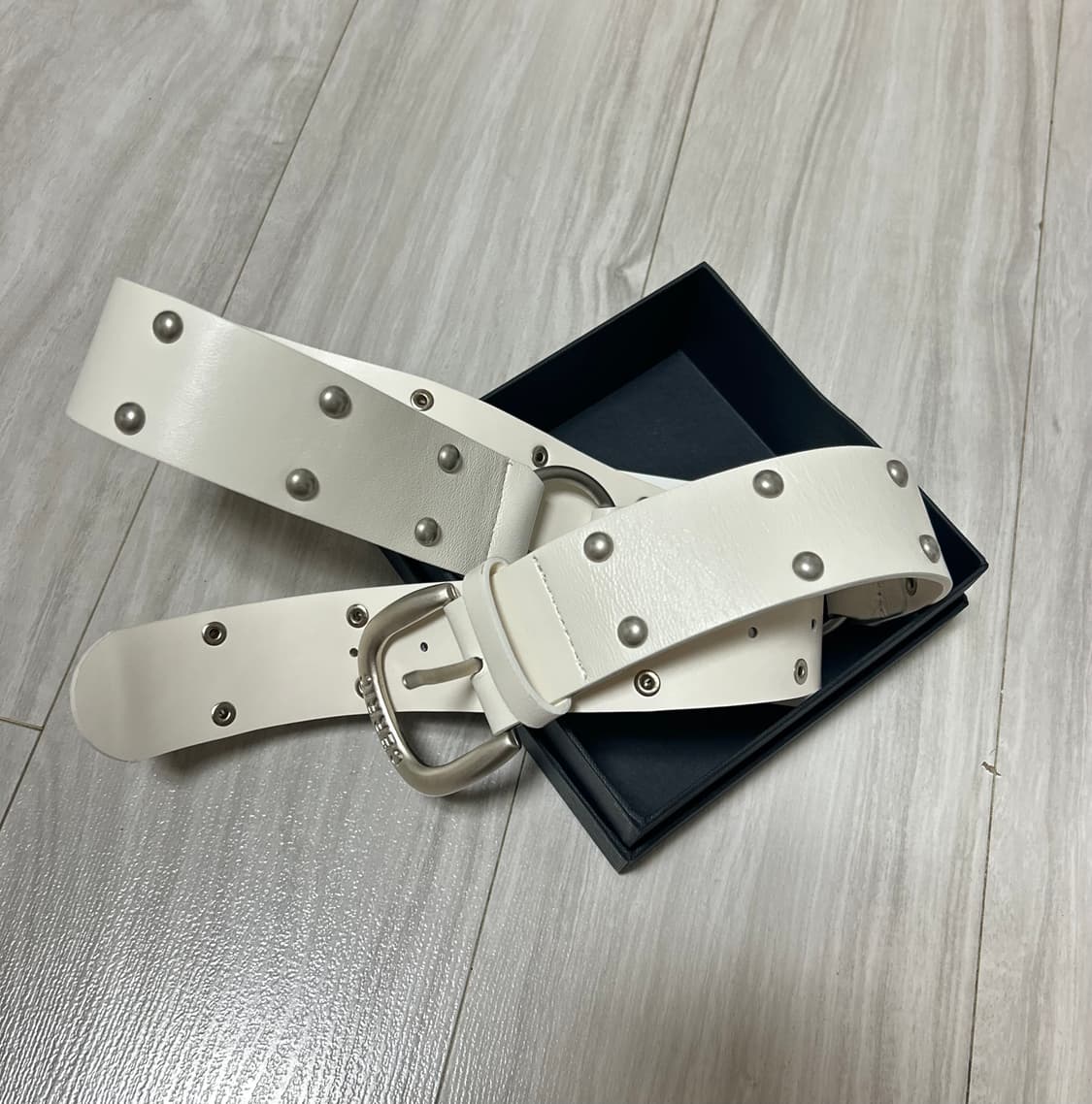 [세릭] TWO RING RIVET BELT / WHITE 상품이미지2
