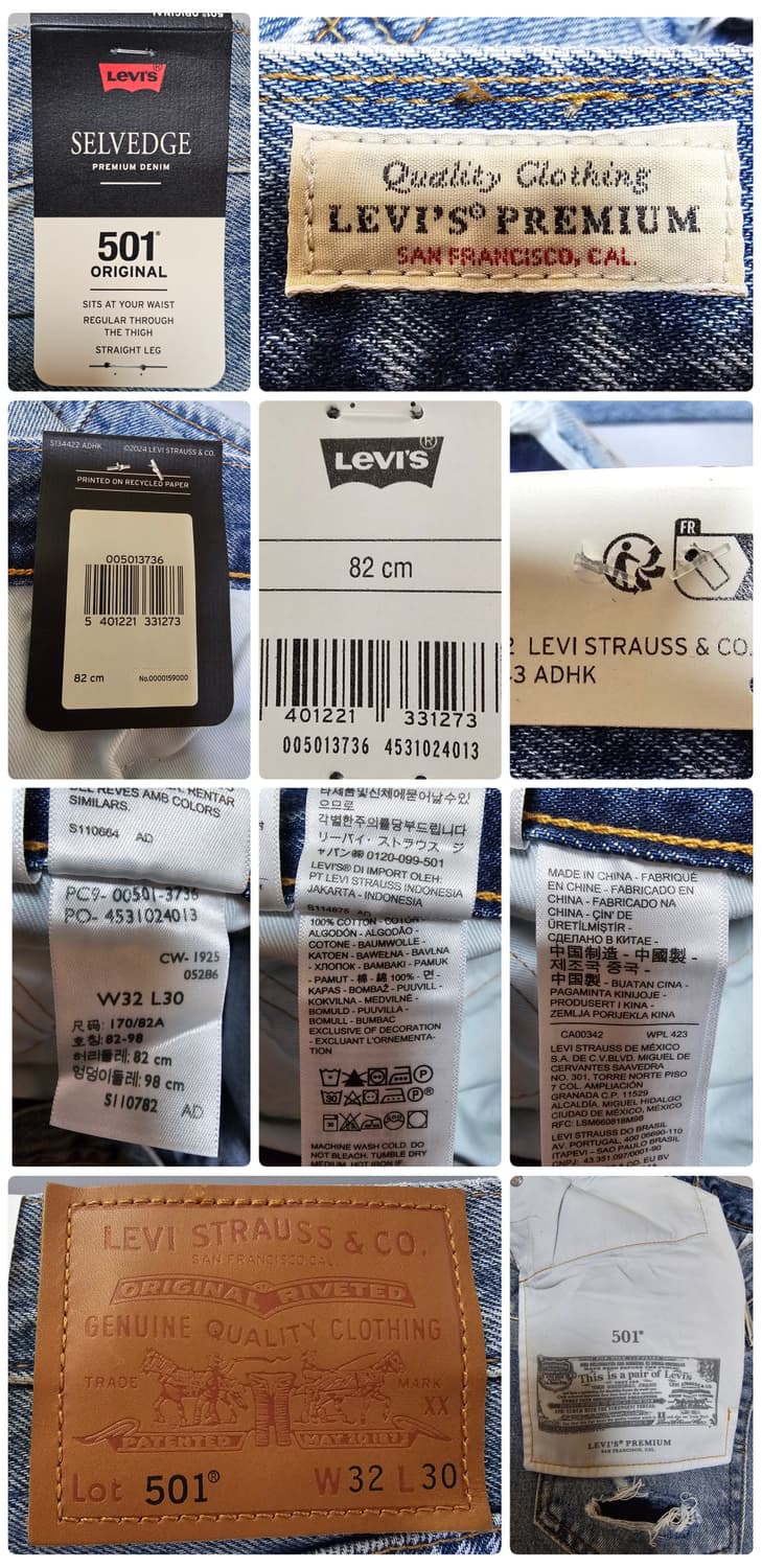 리바이스 501 터키석리벳 셀비지 (W32) LEVIS 501 패치워크 상품이미지8