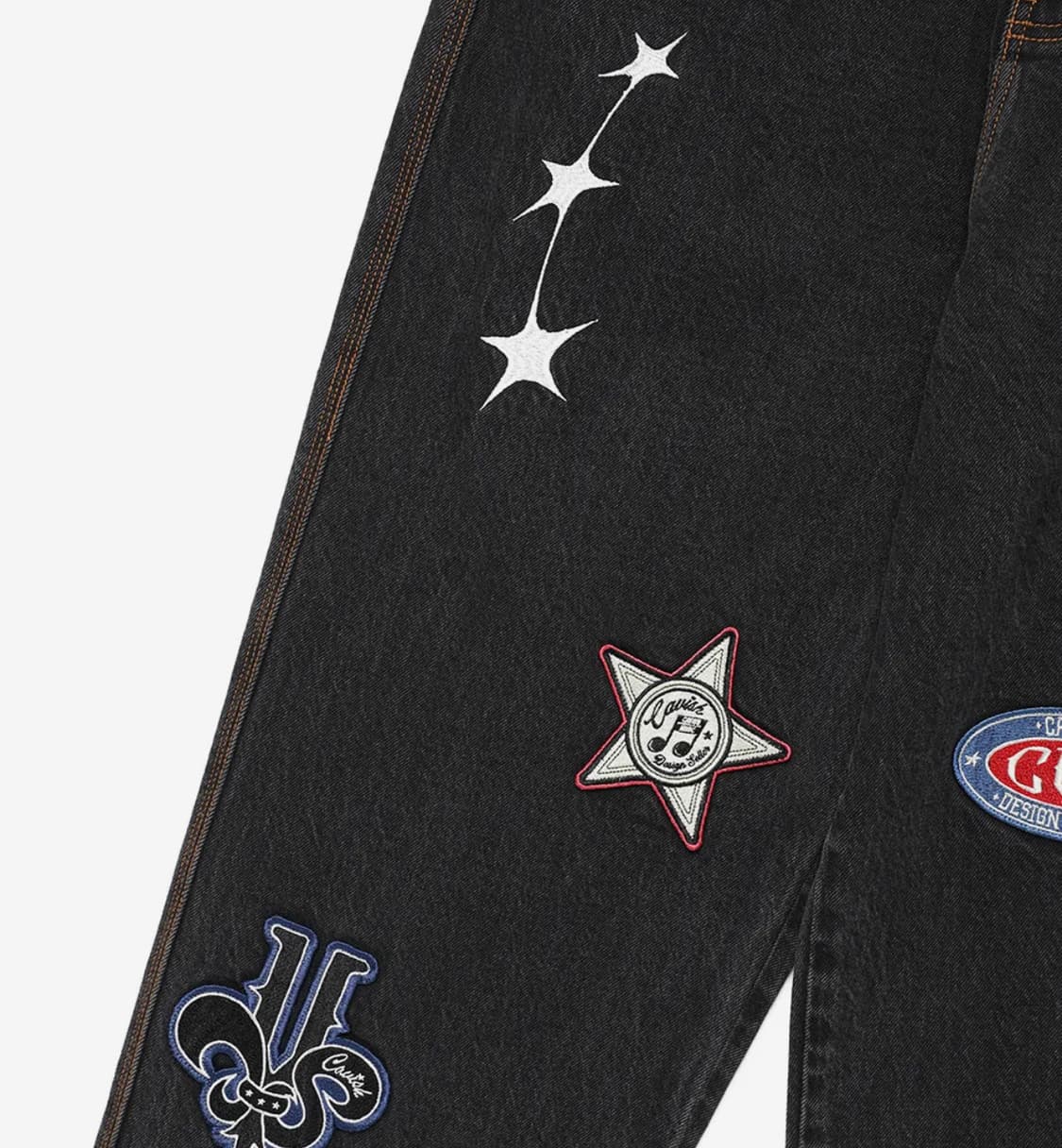 댄서 바다 착용 카비시 패치워크 데님 팬츠 블랙 상품이미지4