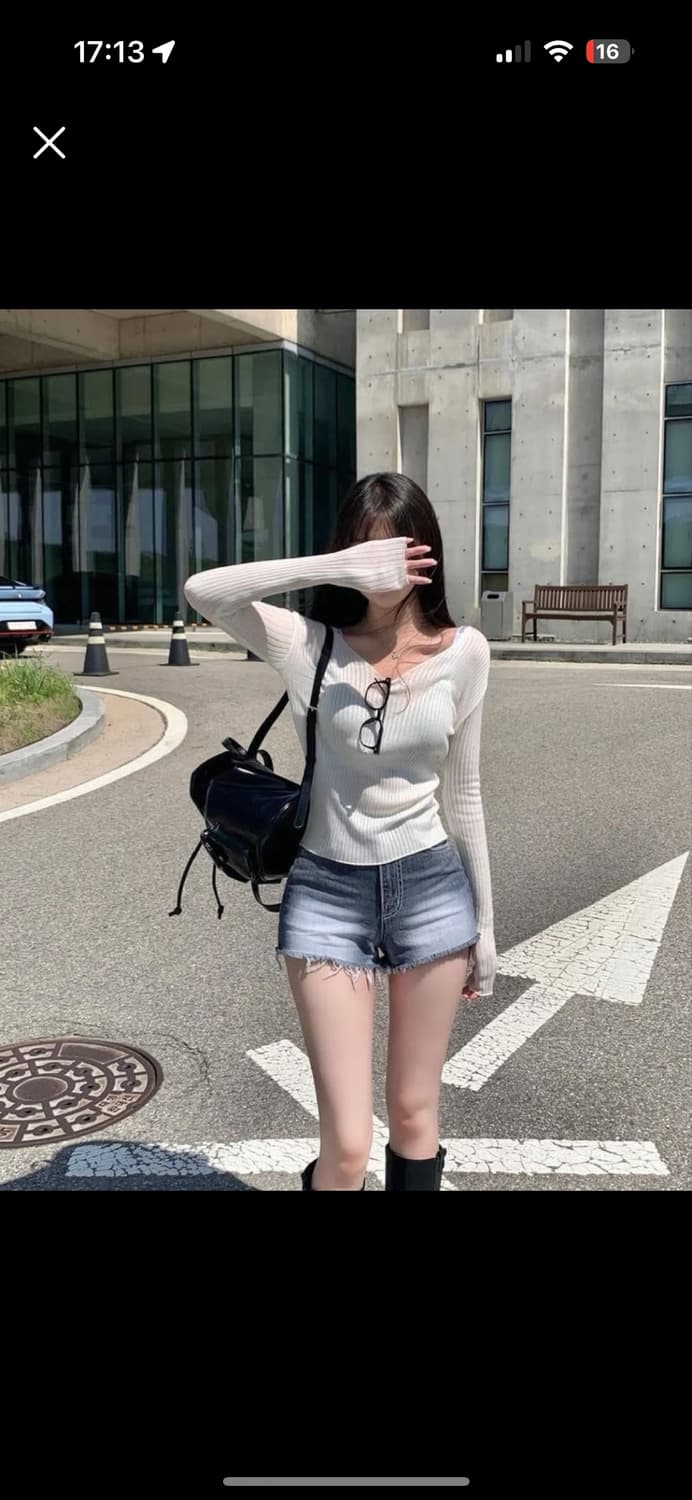 하이웨스트 워싱 데님 반바지 상품이미지1
