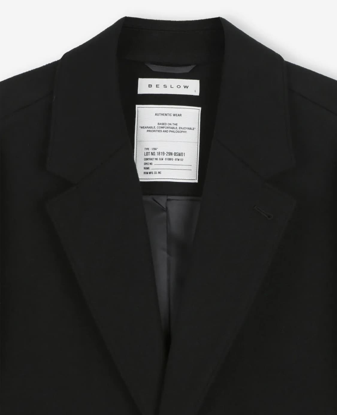 비슬로우 오버사이즈 캐시미어 싱글코트 블랙 XL 상품이미지4