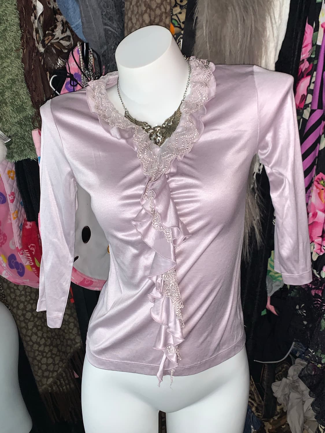 y2k 엔틱 연보라 프릴 레이스탑  상품이미지1