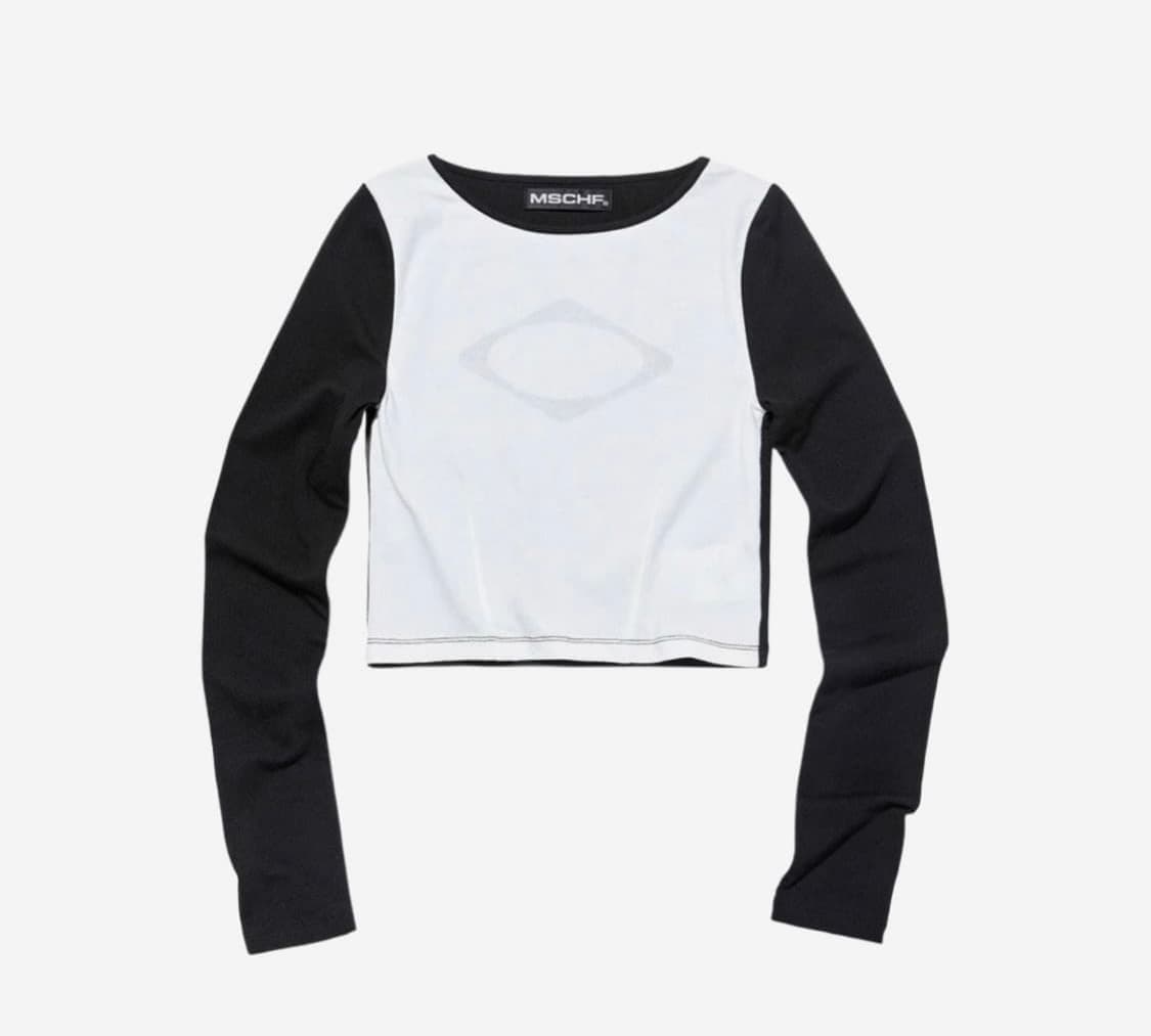 [S] 미스치프 프론트 다티드 롱슬리브 탑 화이트 상품이미지1