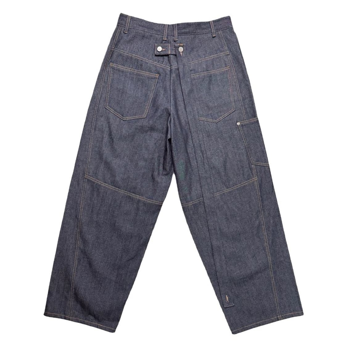 새상품 보세 사선 버튼 벨트 데님 카펜터 팬츠 블루 OS 상품이미지7