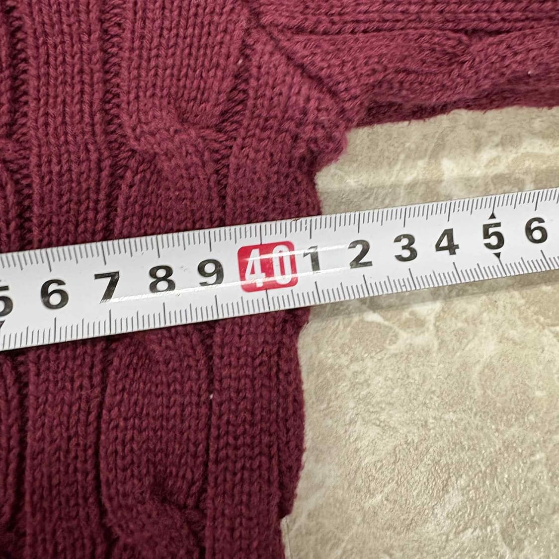 폴로 랄프로렌 큐알택 버건디 꽈배기 케이블 반집업 니트(M) 상품이미지6