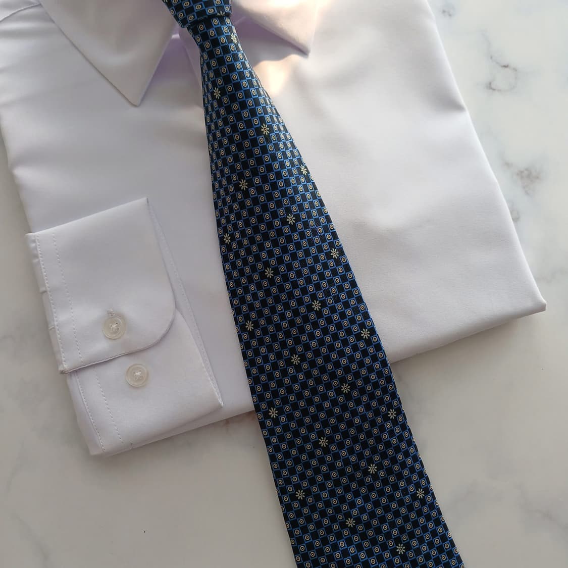 니나리치 실크 블루 자카드 넥타이 9.5cm A+등급 A18797
 상품이미지5