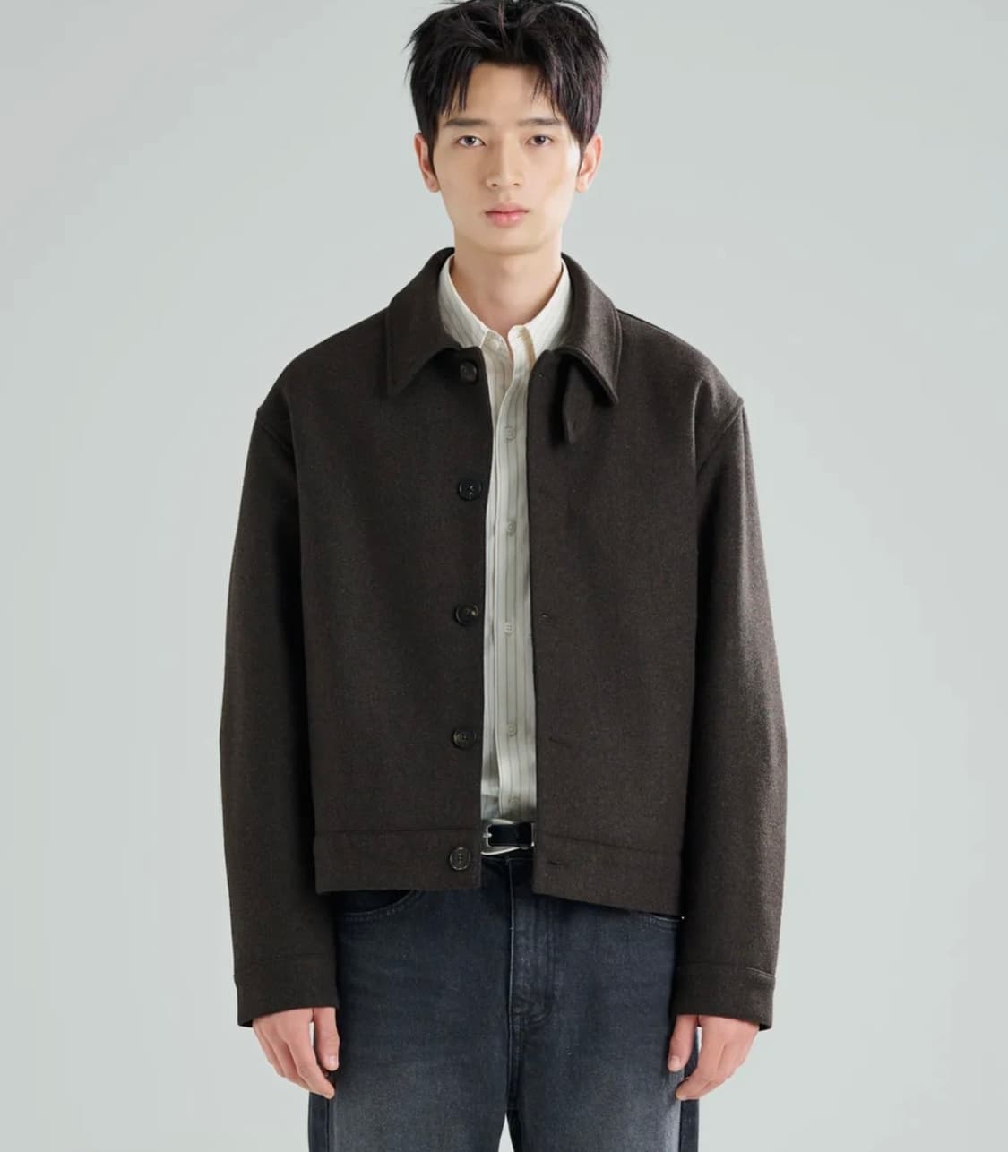 지플리쉬 헤비 울 블렌드 숏 코트 브라운 M사이즈 상품이미지1