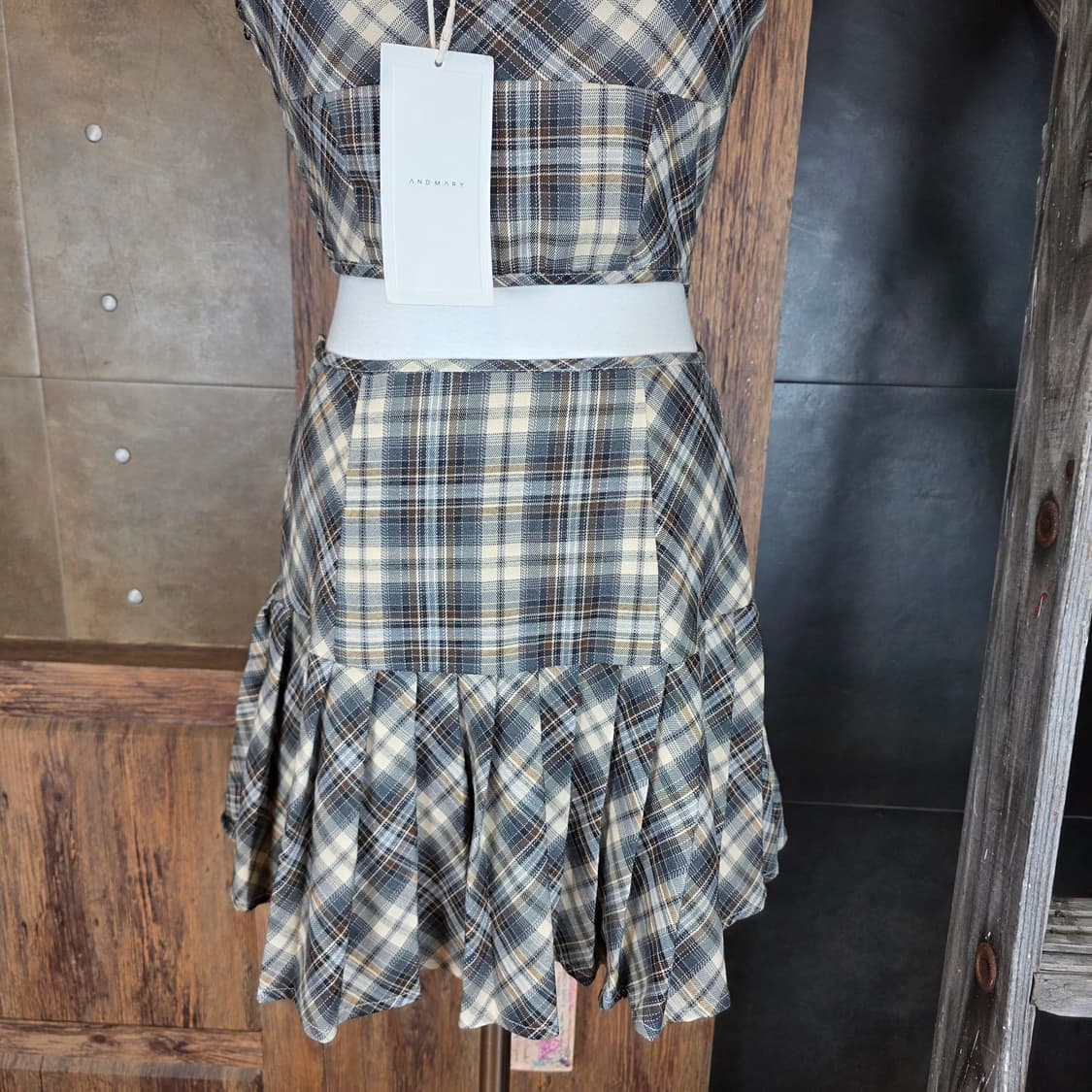 AND MARY 스위트 체크 미니원피스 상품이미지6