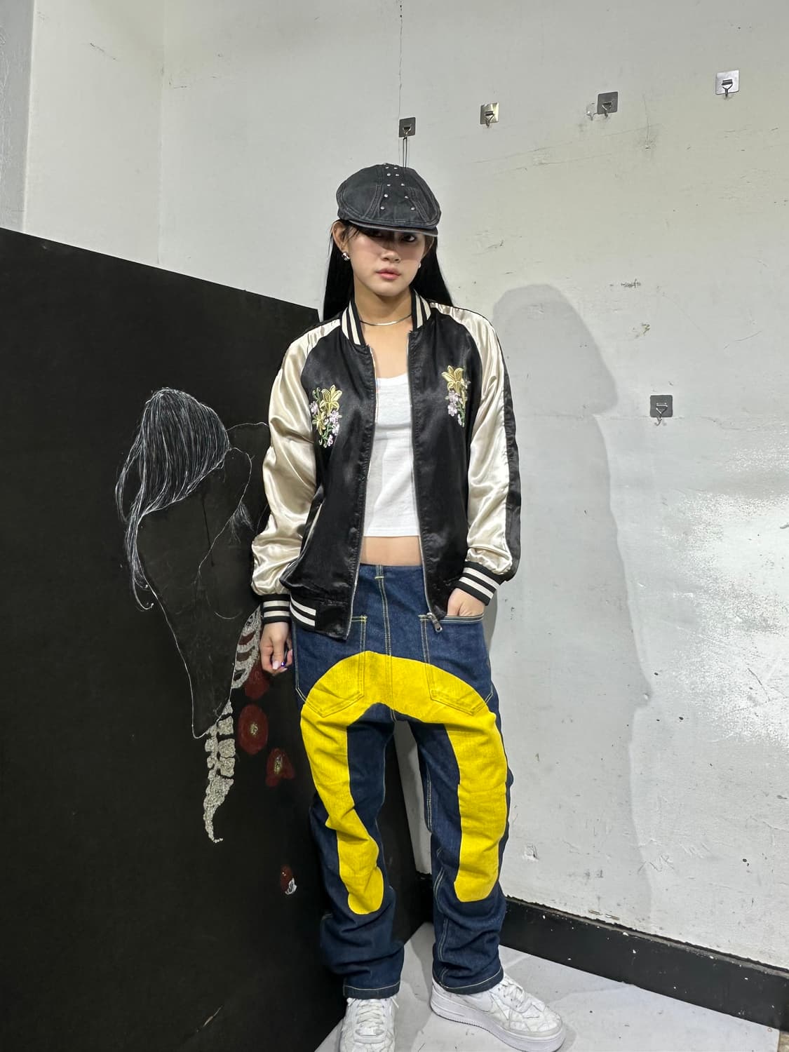 Jpn 일본빈티지 오리엔탈 블랙 꽃 스카잔 자켓 상품이미지1