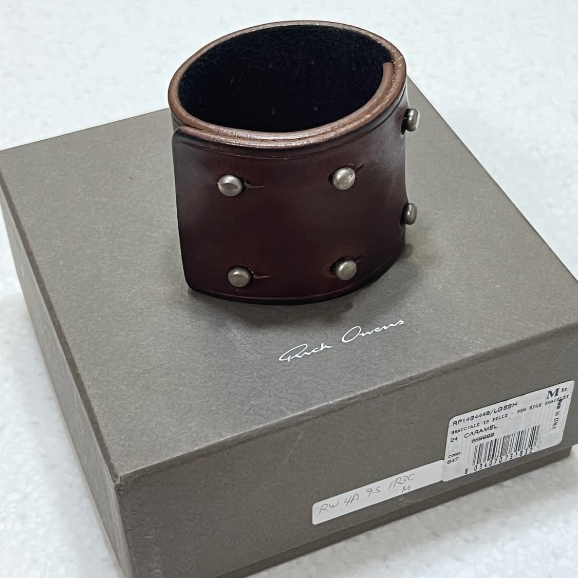 릭오웬스 14SS "VICIOUS" 레더 커프 팔찌 카라멜 상품이미지4
