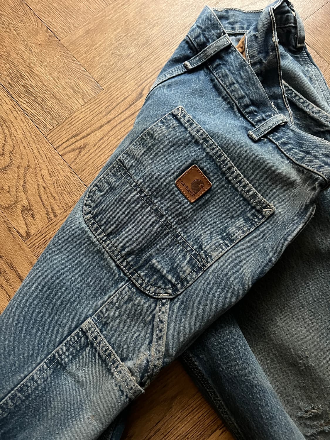 [36]칼하트 USA 덩가리핏 빈티지 워싱 싱글니 카펜터 워크 데님 팬츠 상품이미지7